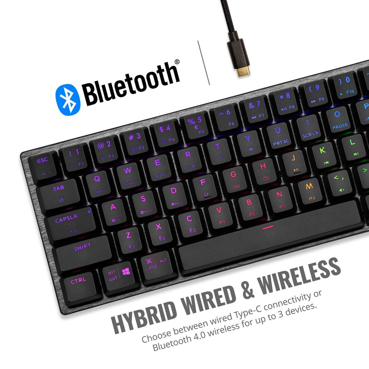 Cooler Master Sk622 60% Wireless Bluetooth Space Gray Mechanical Low Profile Gaming Keyboard, Tactile Brown Switches, Customizab