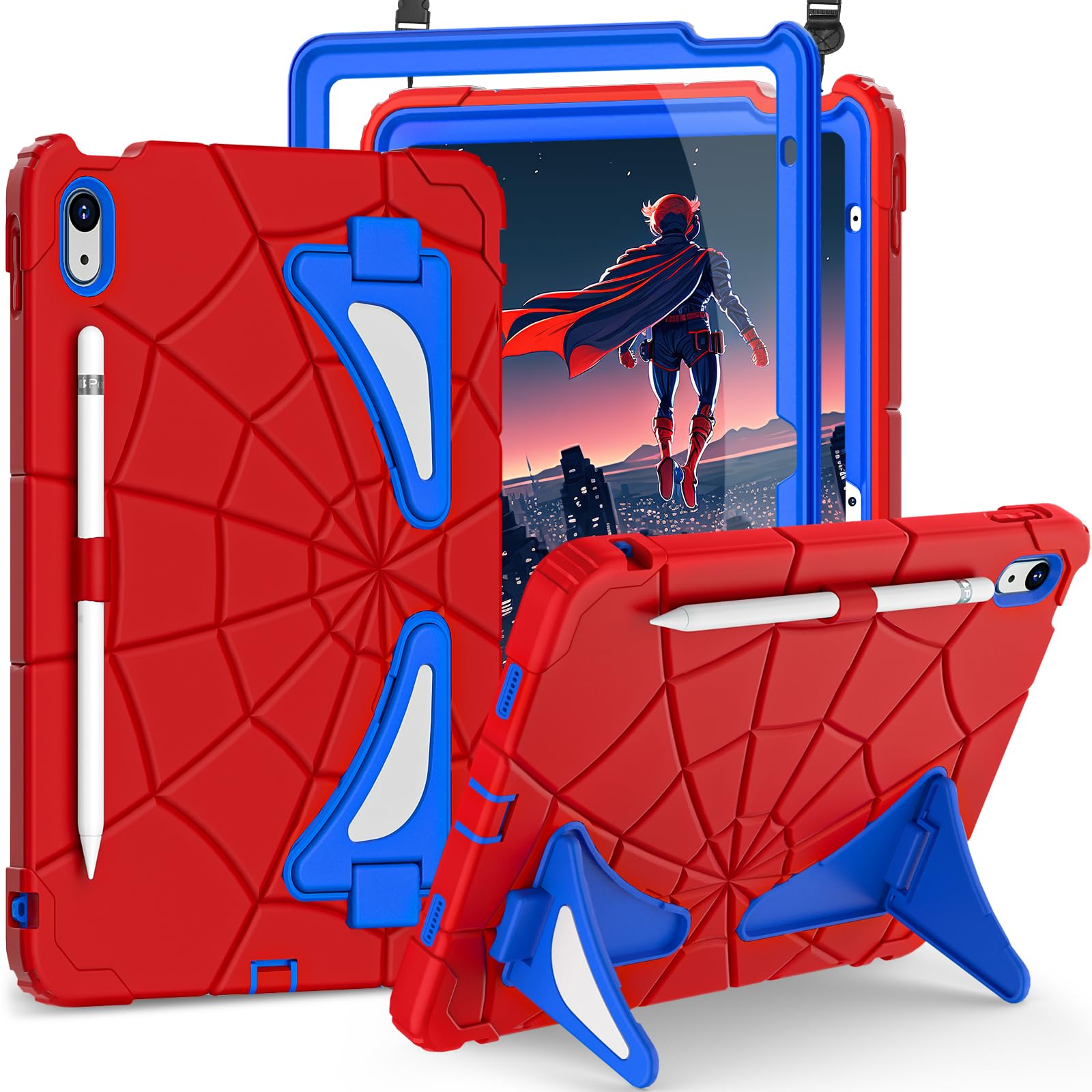 Auizotl Case For Ipad 10Th Generation 10.9 Inch,Kids Friendly Ipad Case 10Th Generation With Screen Protector Shoulder Strap Pen