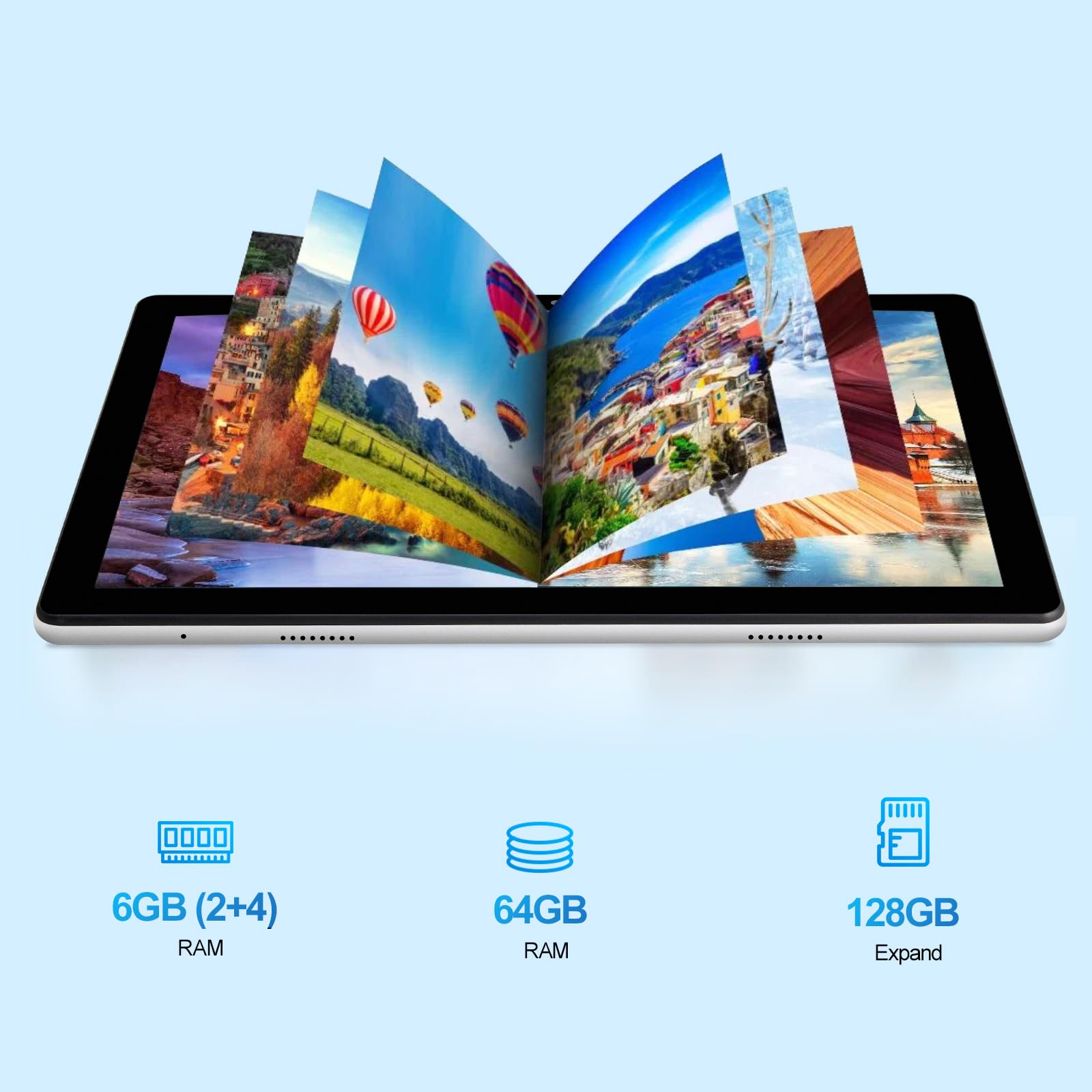 Itmeipc Tablet, 10.1'' Android Tablet With Quad Core Processor, 6Gb Ram 64Gb Rom, 1280 * 800 Hd Ips Touchscreen, 6000 Mah Batter