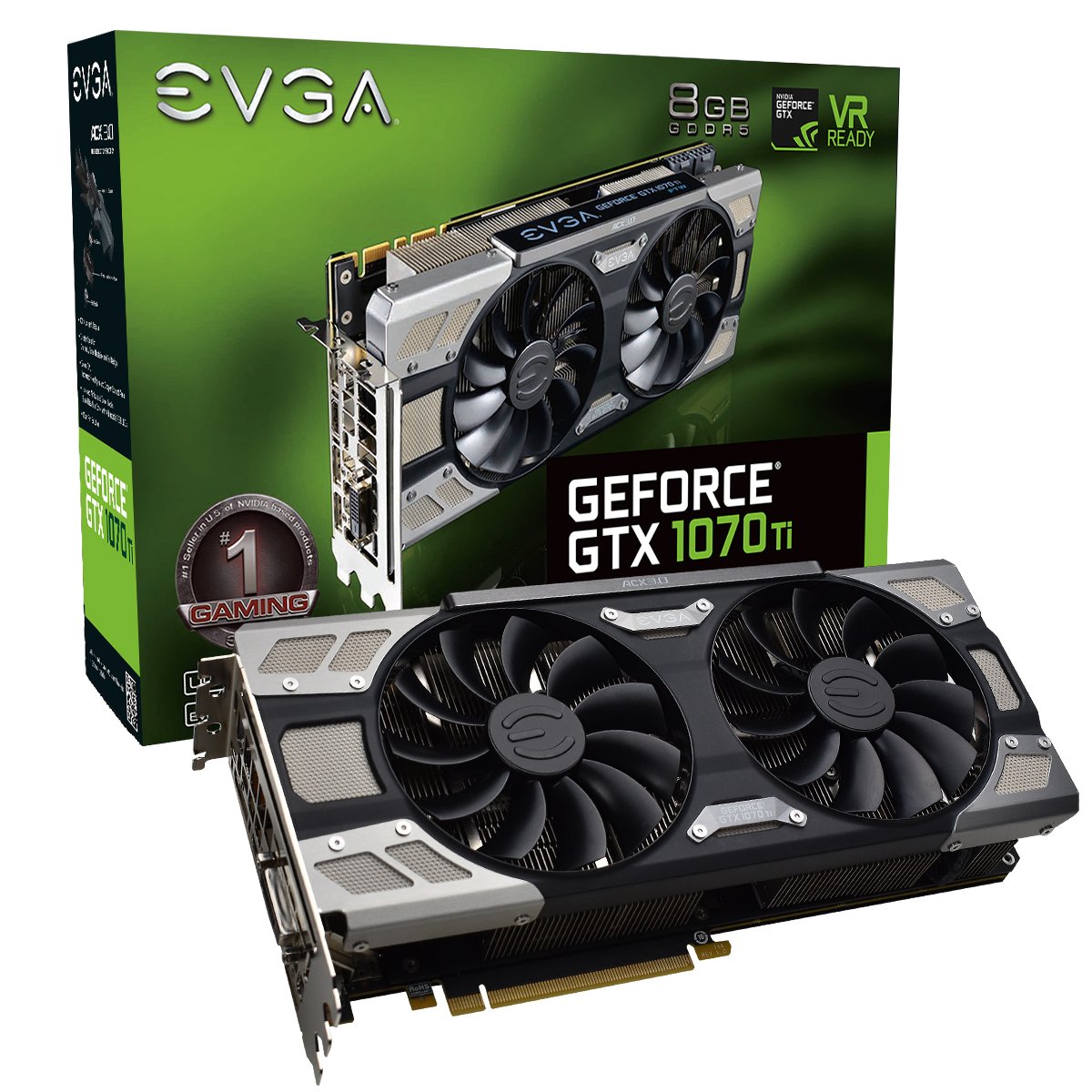 Evga Geforce Gtx 1070 Ti Ftw Ultra Silent Gaming, 8Gb Gddr5, Acx 3.0 & Rgb Led Graphics Card 08G P4 6678 Kr