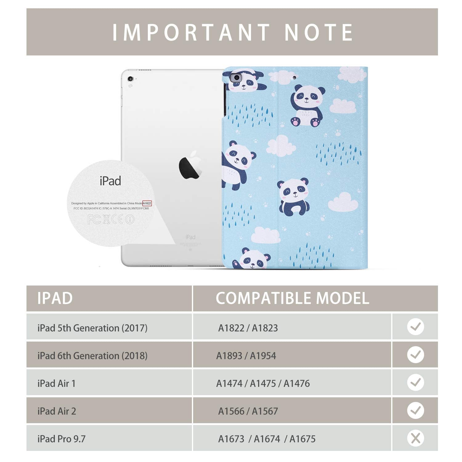 Emogins Ipad Case, 9.7 Inch Protective Cover For Ipad 5Th/6Th Gen, Air 1/2, Multi Angle Viewing Adjustable Stand, Auto Wake/Slee