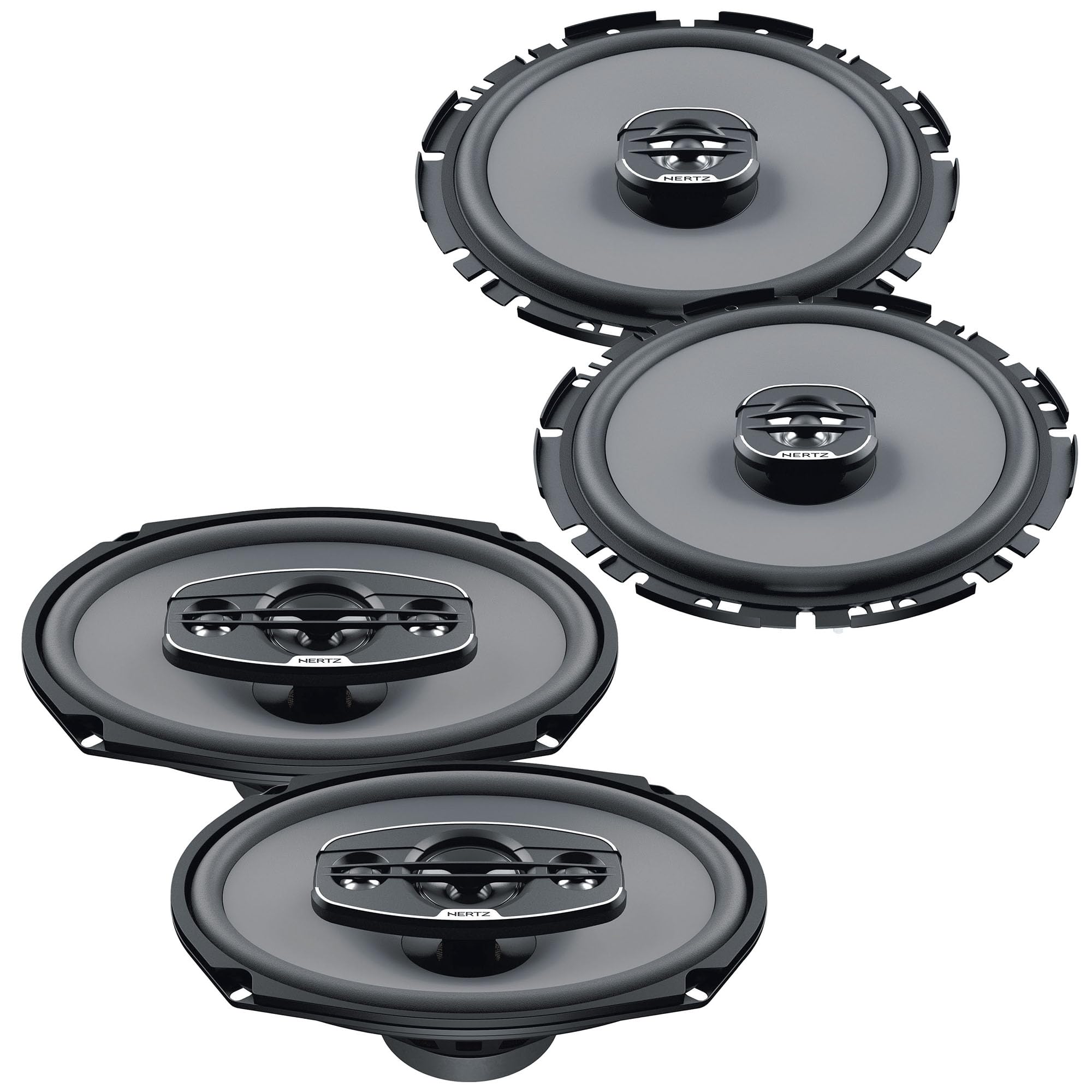 HERTZ 1 Pair of UNO X-170 6.75 Two-Way Coaxial Speakers and 1 Pair of UNO X-690 6x9 Four-Way Coaxial Speakers