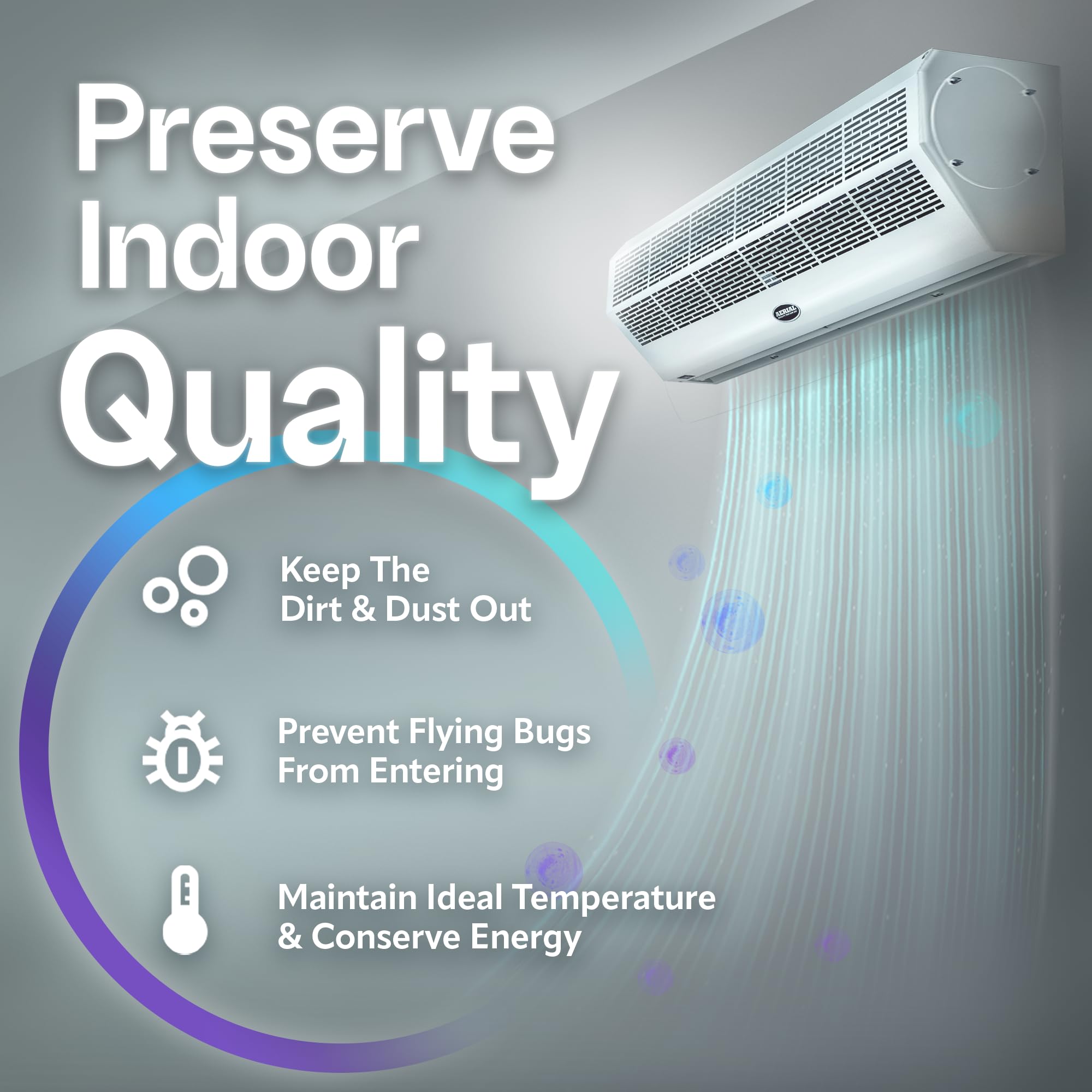 Durasteel Wall Mounted Air Curtain Fan   White 60 Inch Air Door   Ul Certified Heavy Duty   Commercial Super Power Indoor Over D