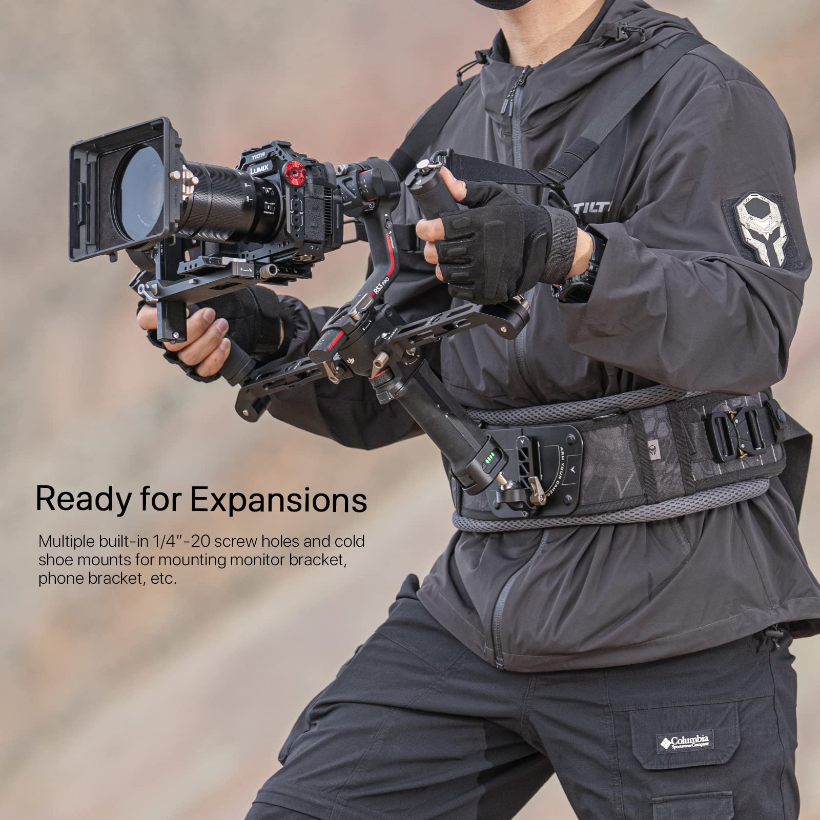 Tilta Lightweight Dual Handle Gimbal Support System | Compatible With Dji Ronin Rs3 Pro/ Rs4/ Rs4 Pro | Ergonomic Support For Long Shoots | Gss T04 Dhb2 (Support Vest With Handles)