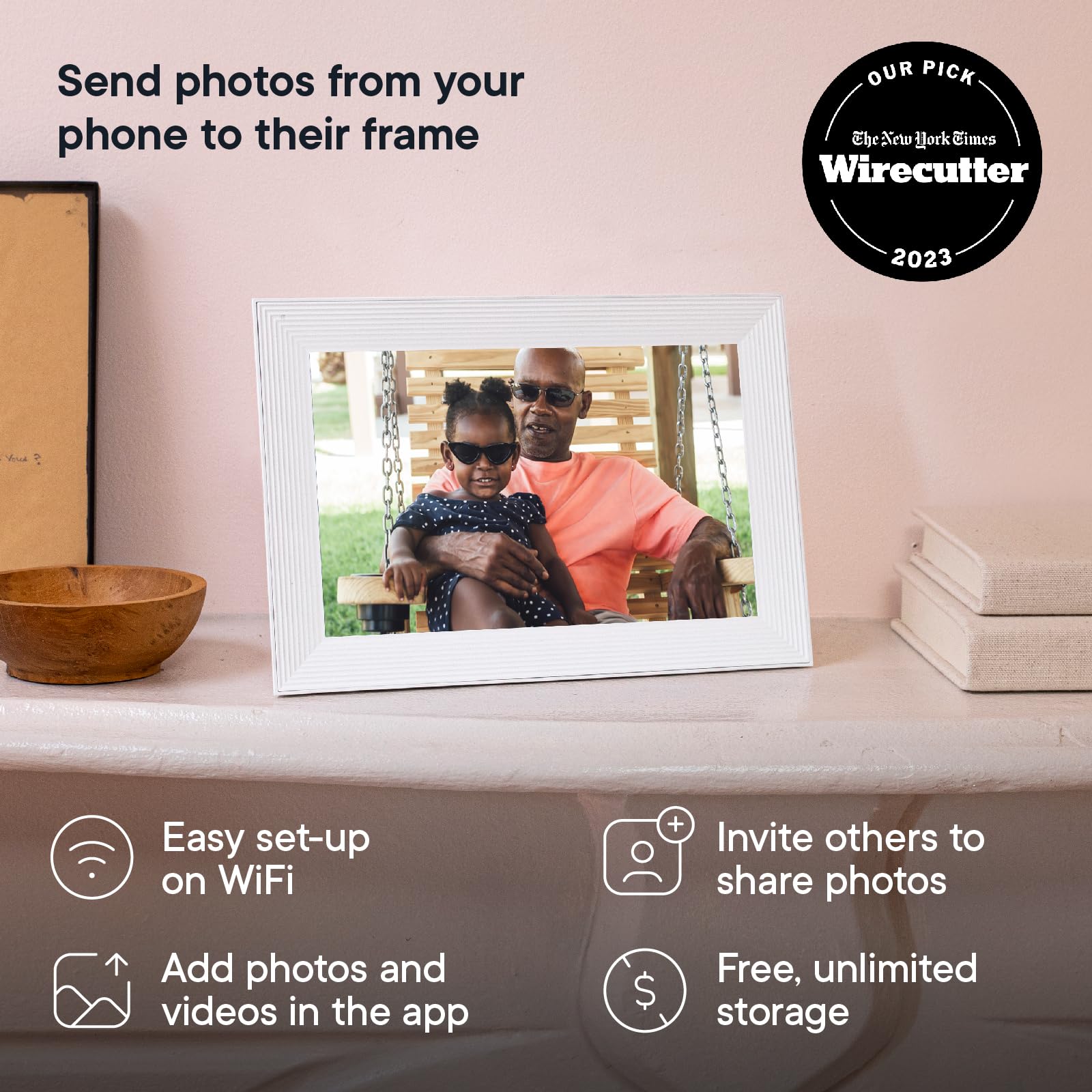 Aura Carver Hd Smart Digital Picture Frame 10.1 Inch Wifi Cloud Digital Photo Frame, Free Unlimited Storage, Send Photos From An