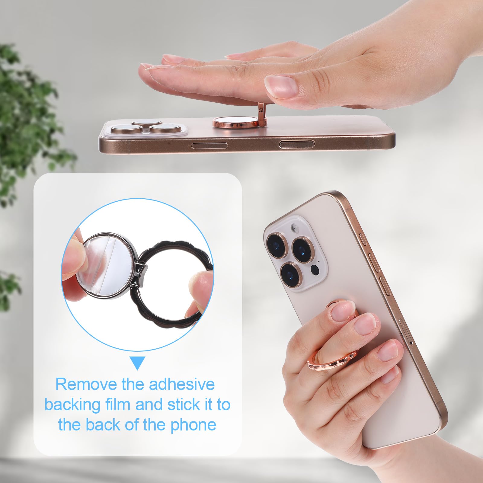 4Pcs Mirror Cell Phone Grip Stand Built-In Mirror For Case, Bow Metal Finger Ring Socket Grip Kickstand Cell Phone Ring Holder F