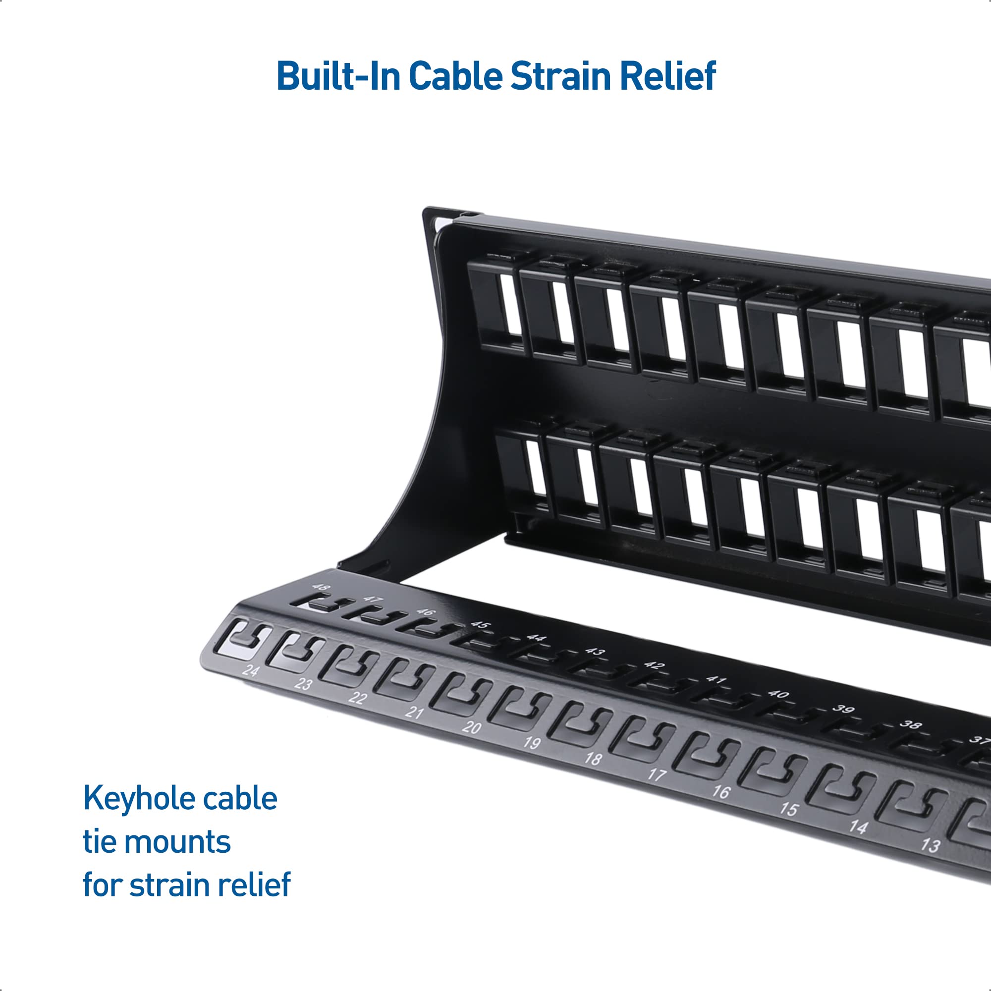 Cable Matters Rackmount Or Wall Mount 2U 48 Port Keystone Patch Panel With Cable Management And Support Bar (19 Inch Blank Patch