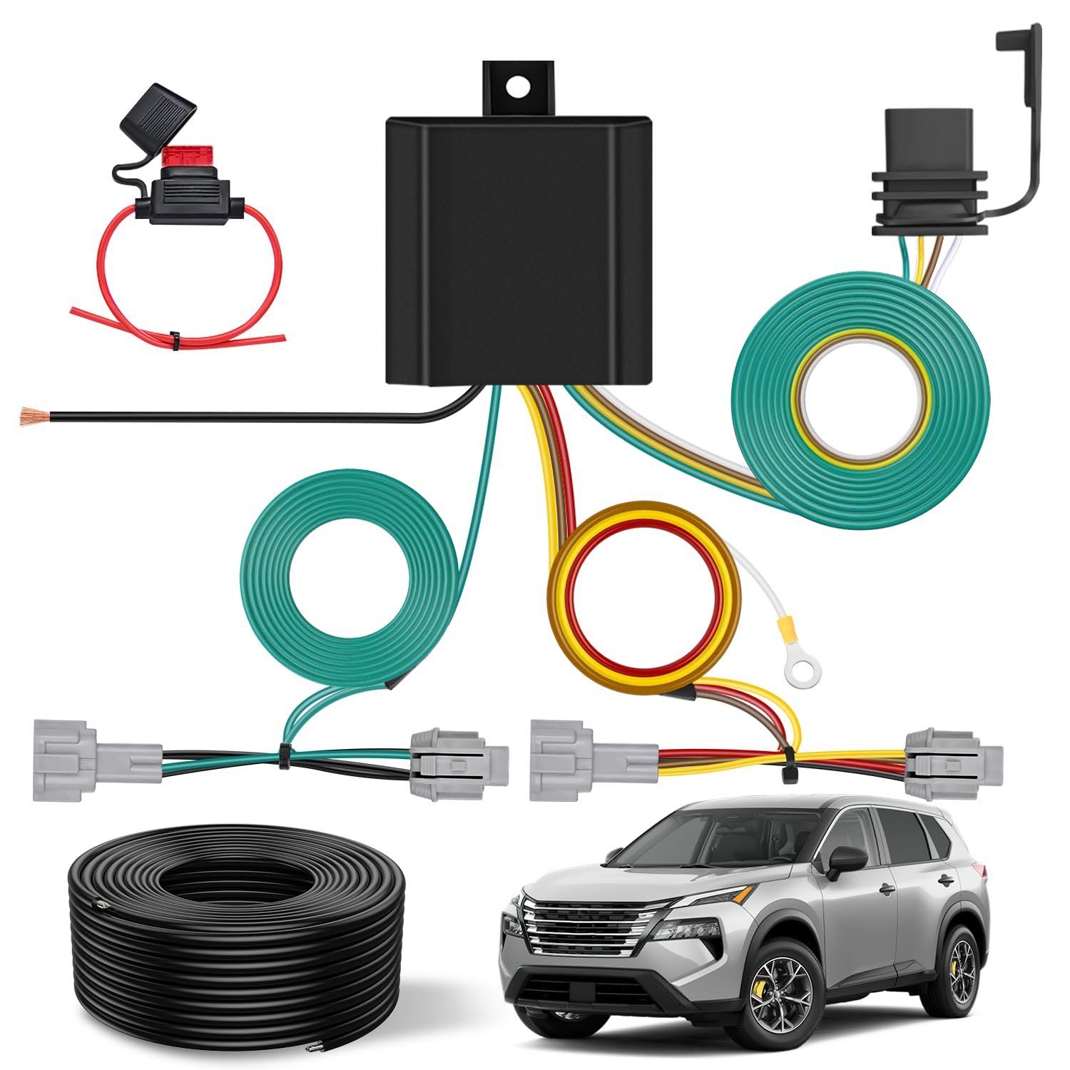 Nilight 4 Pin Trailer Wiring Harness Kit 56459 Vehicle Standard 4 Way Connector Custom for 2021 2022 2023 2024 2025 Nissan Rogue