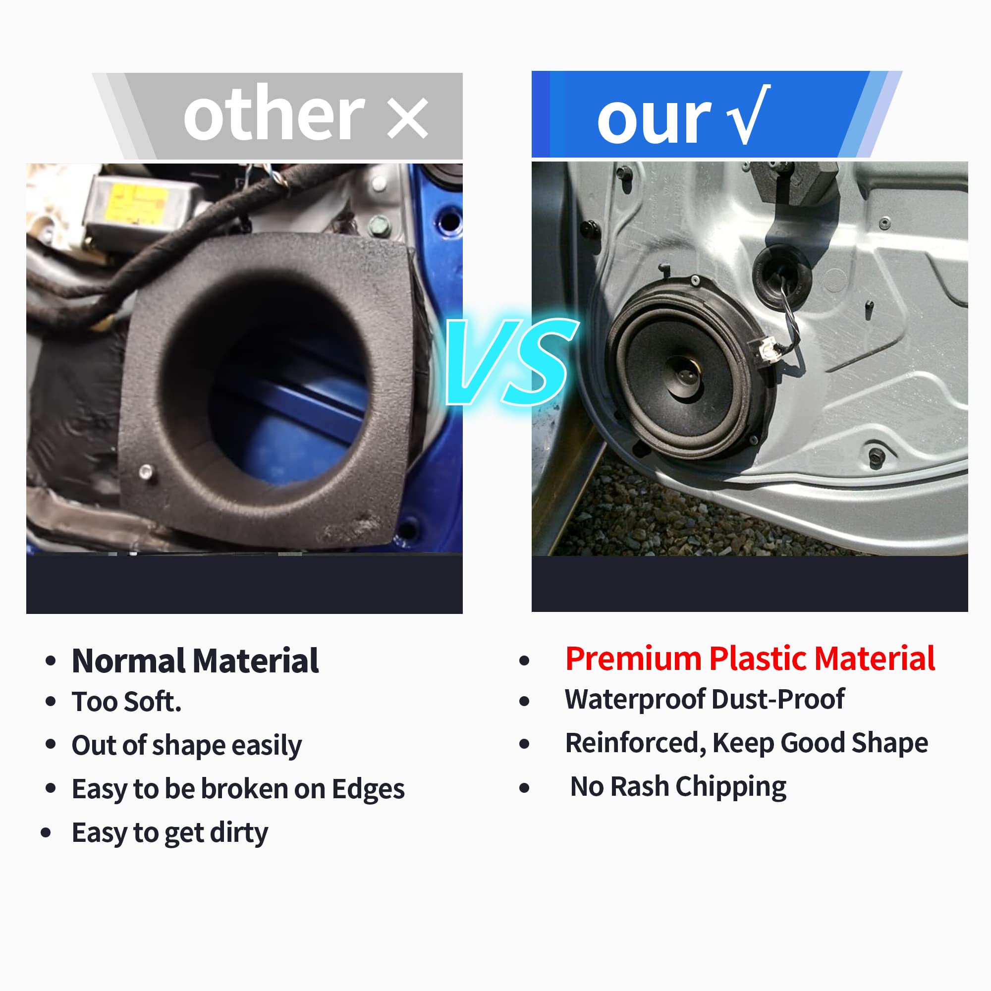 Red Wolf Car Door Speaker Adapter Bracket 6.5 Inch Fit Vw Volkswagen Passat Golf/Jetta/Beetle1999 2019, Porsche 2000 2006, Skoda 2005 2013 Install Aftermarket Speaker Adapter Spacer Ring