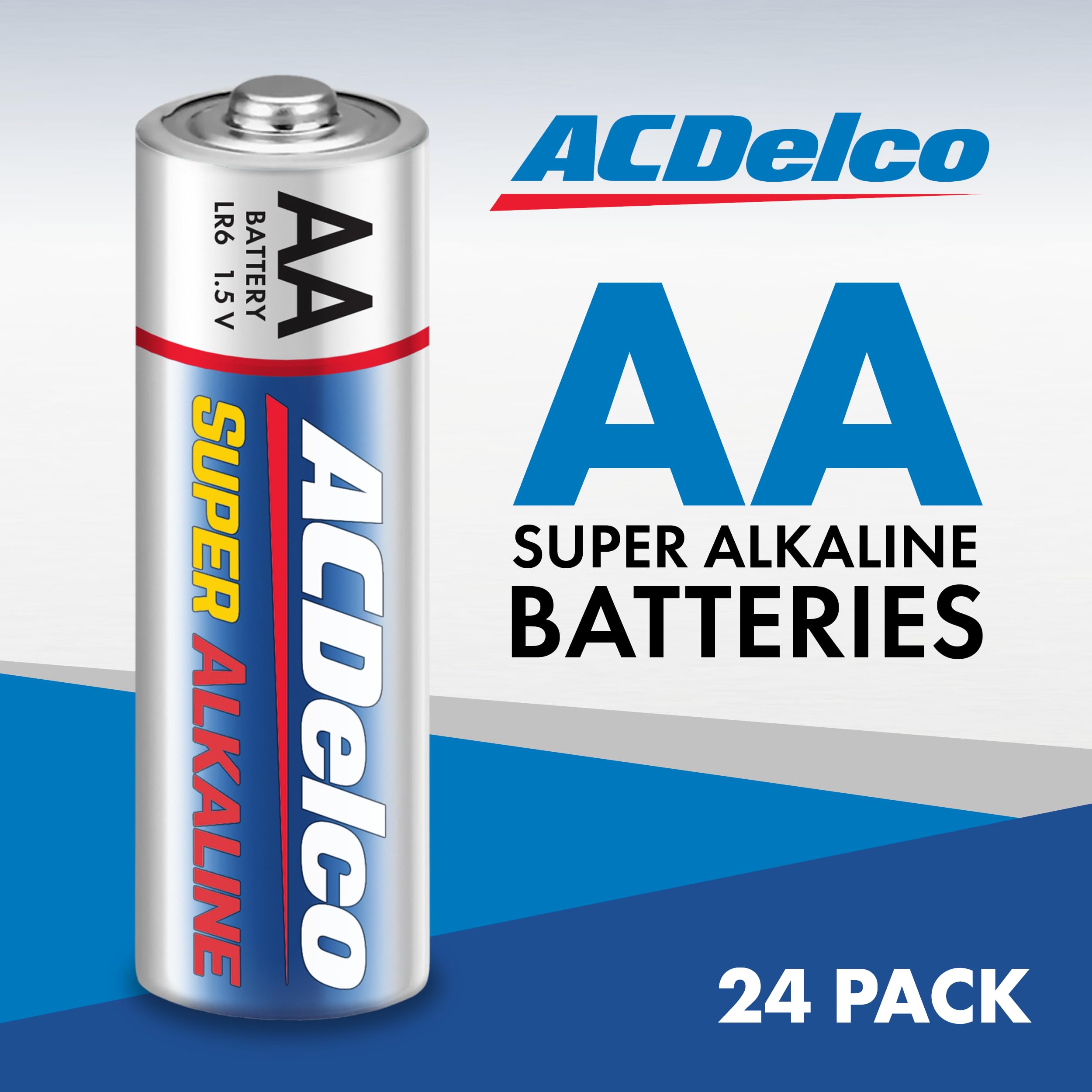 Acdelco 24-Count Double Aa Batteries, Maximum Power Super Alkaline Battery For Home And Office, 10-Year Shelf Life, Reclosable P