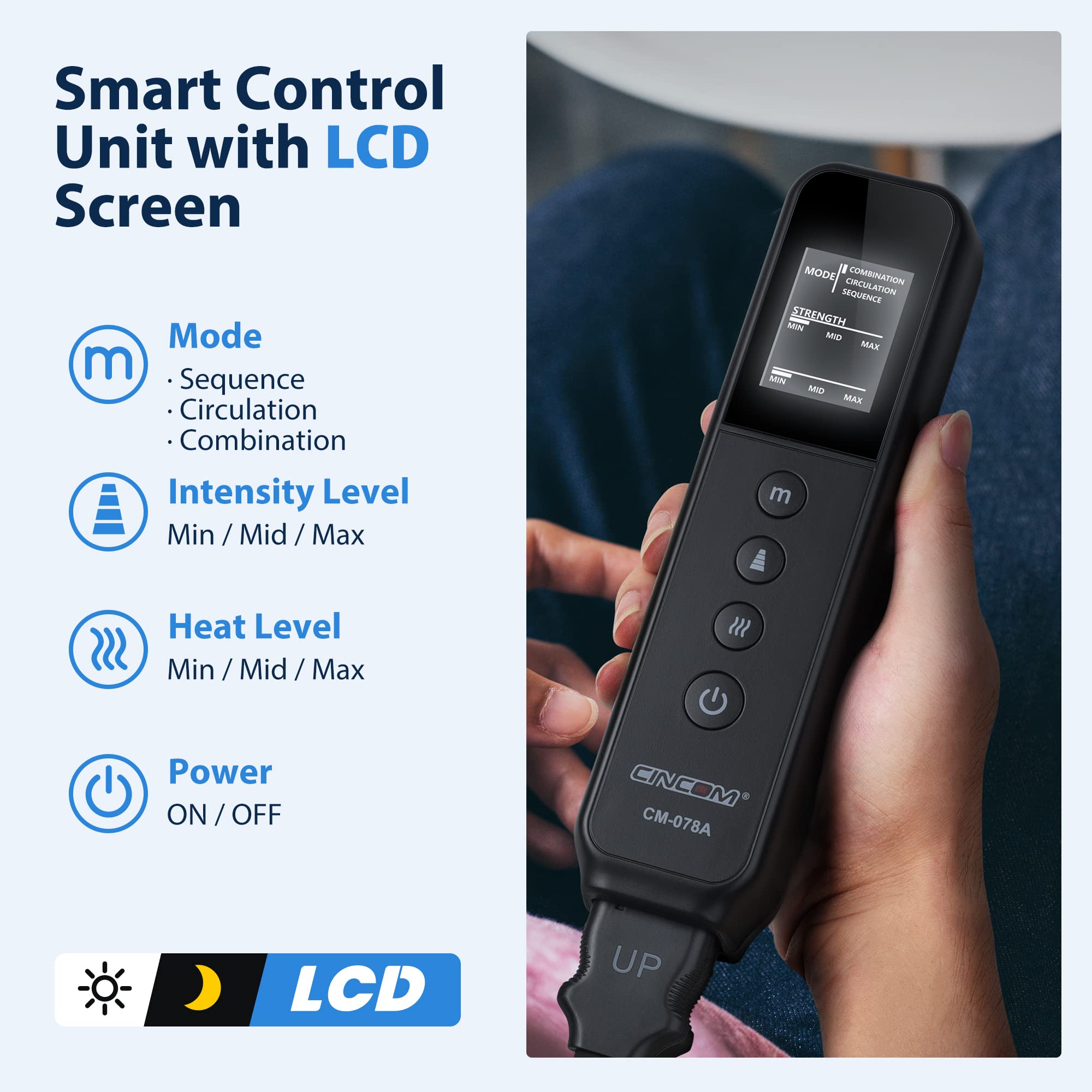 Cincom Leg Massager   Upgraded Foot Calf Thigh Massager With Heat And Compression For Circulation And Pain Relief(Fsa Or Hsa Eli