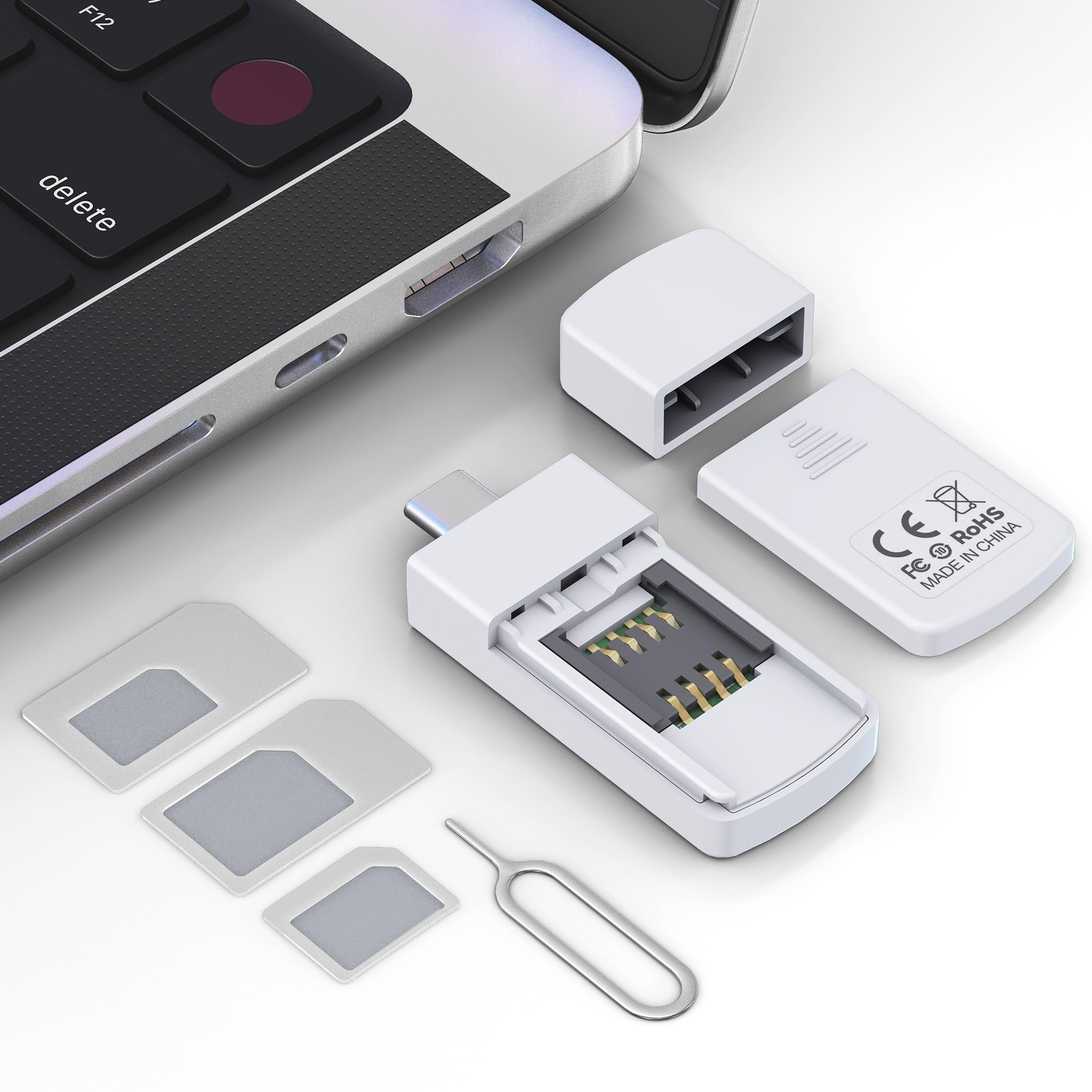 USB C SIM Card Reader  Sim Card Adapter Kit with Eject Pin  Standard/Micro/Nano Sim Card Readers  USBC to Sim Card Adapter Ed