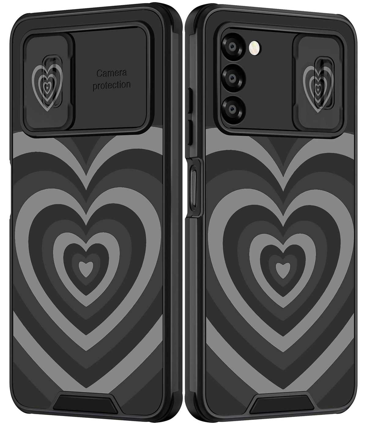 Goocrux For Samsung Galaxy A03S Case Heart For Girls Women Cute Love Hearts Girly Phone Cover Fashion Black Unique Design With S