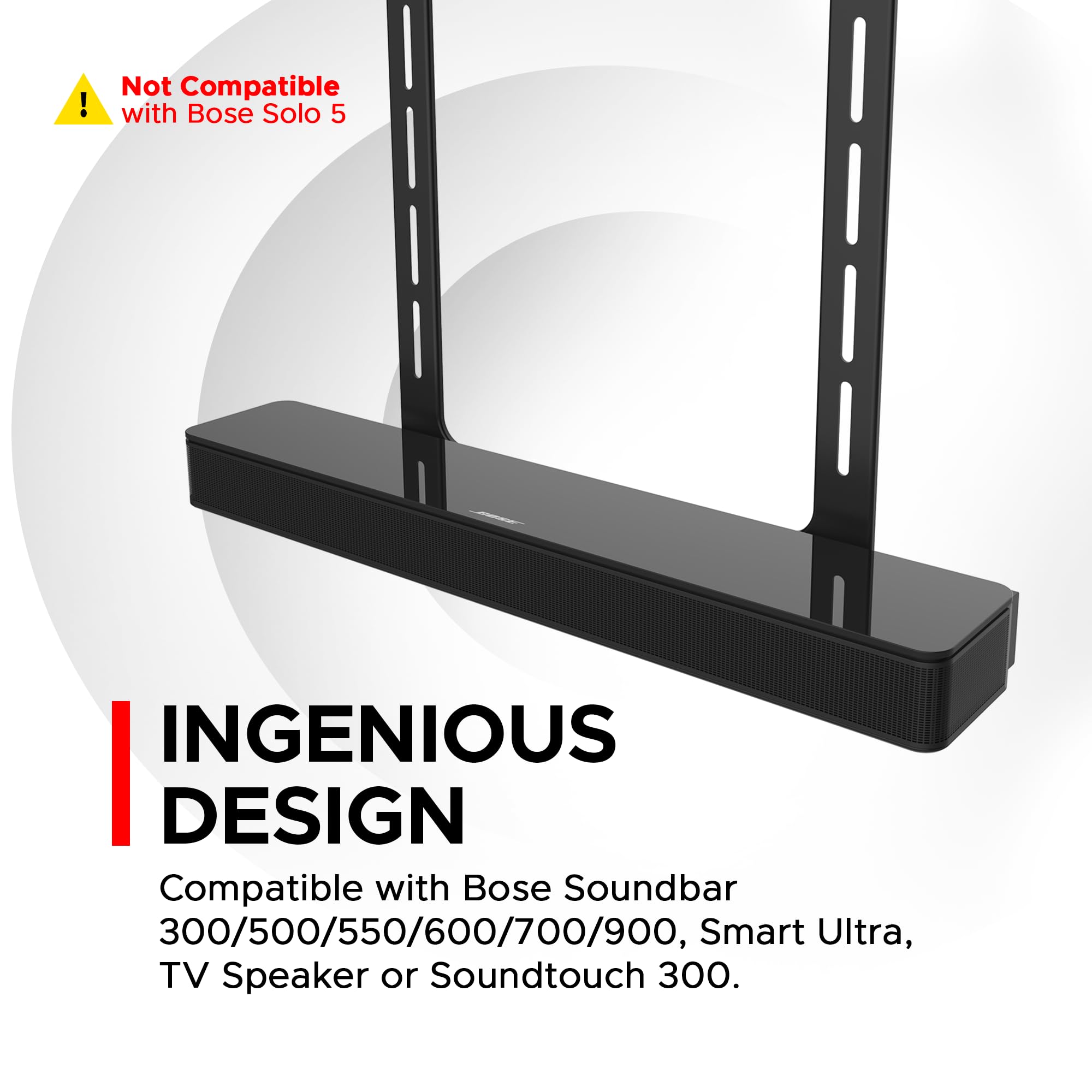 Universal Under Tv Mount, Black, Compatible With Bose Smart Soundbar 300/500/550/600/700/900/Ultra, Tv Speaker, Soundtouch 300