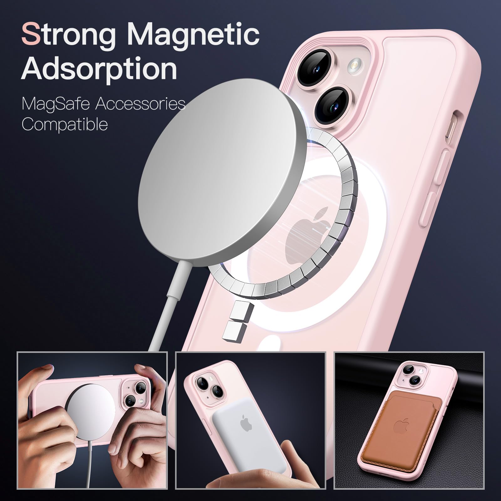 Jetech Magnetic Case For Iphone 13 Mini 5.4 Inch Compatible With Magsafe, Translucent Matte Back Slim Shockproof Phone Cover (Pi