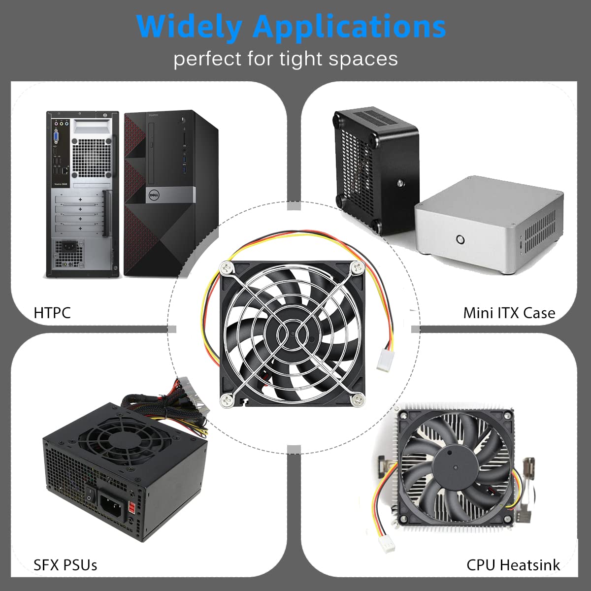 Gdstime 80Mm 12Volt Fans, 80Mm X 80Mm X 15Mm 8015 3Pin Dc Brushless Cooling Fan