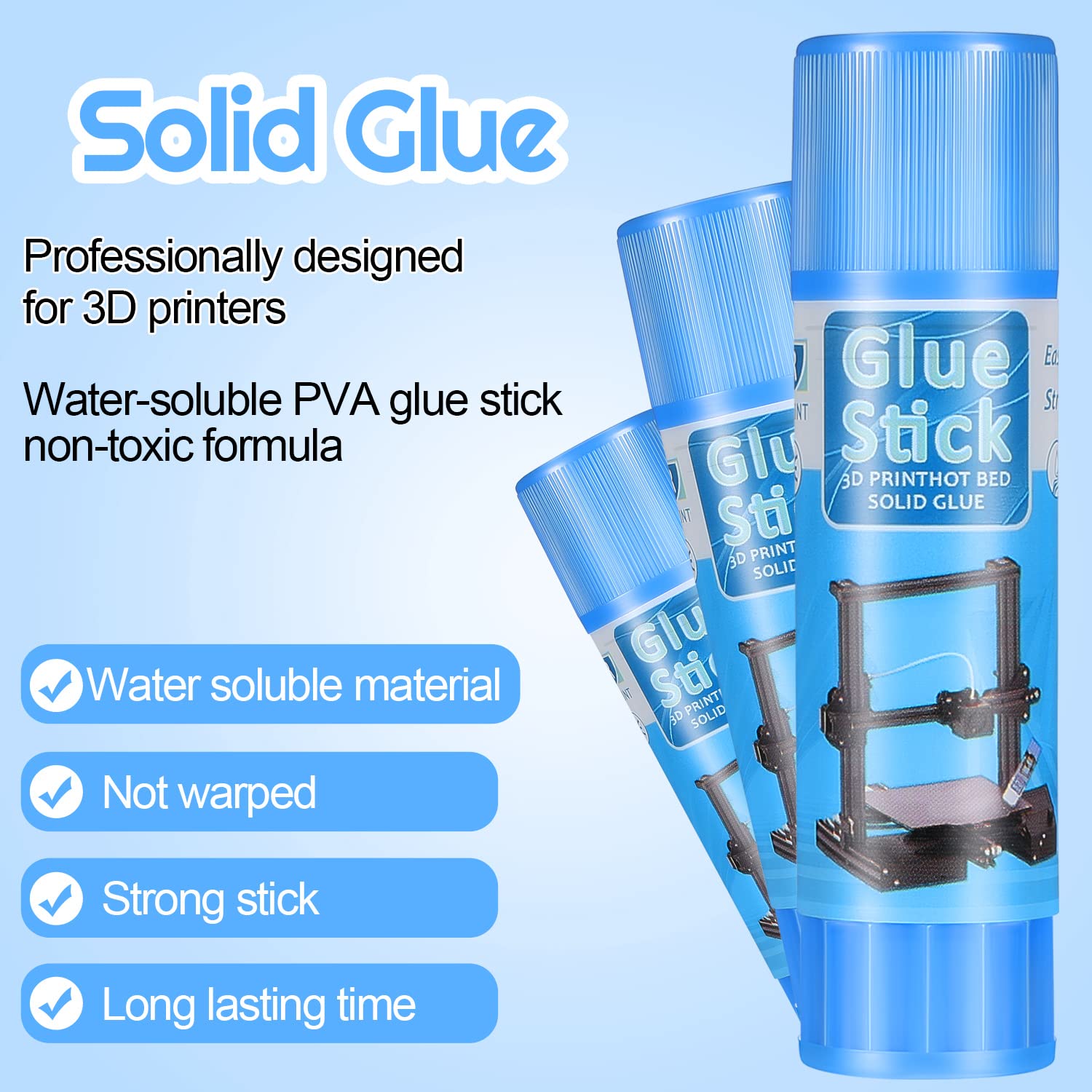 Outus 3D Printer Glue Sticks Pvp Solid Glue Sticks For 3D Printer Hot Bed Removing Printing Models(6 Pieces)