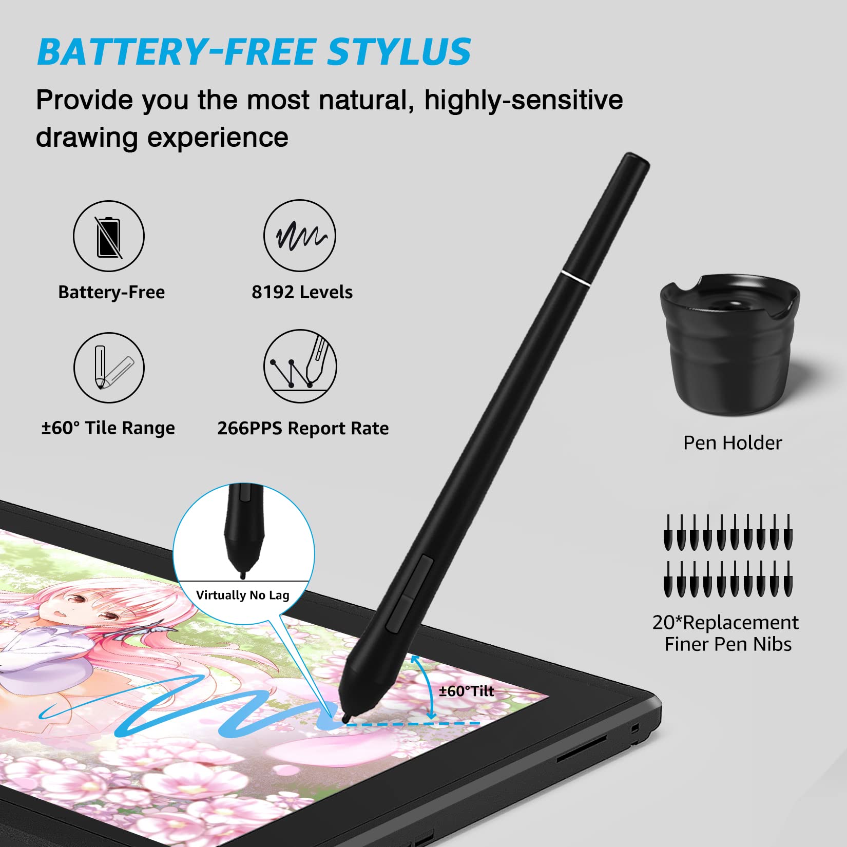 Drawing Tablet With Screen, 15.6'' Xoppox Graphics Drawing Monitor Pen Display With 1080P Full Laminated Screen,Tilt 8192 Levels