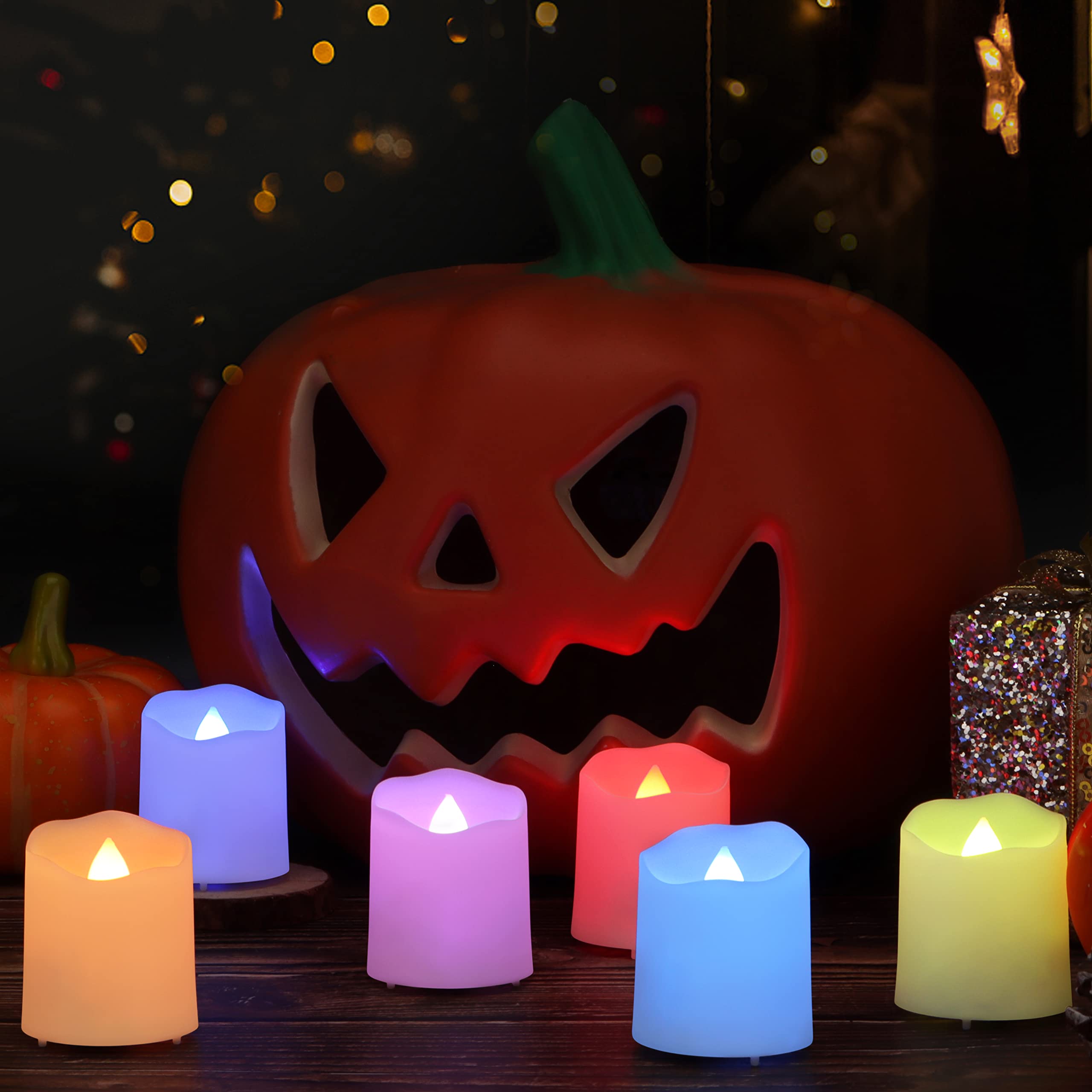 Rechargeable Led Color Changing Tea Lights Usb Flameless Warm White Flickering Votive Candles With Remote For Halloween Christma