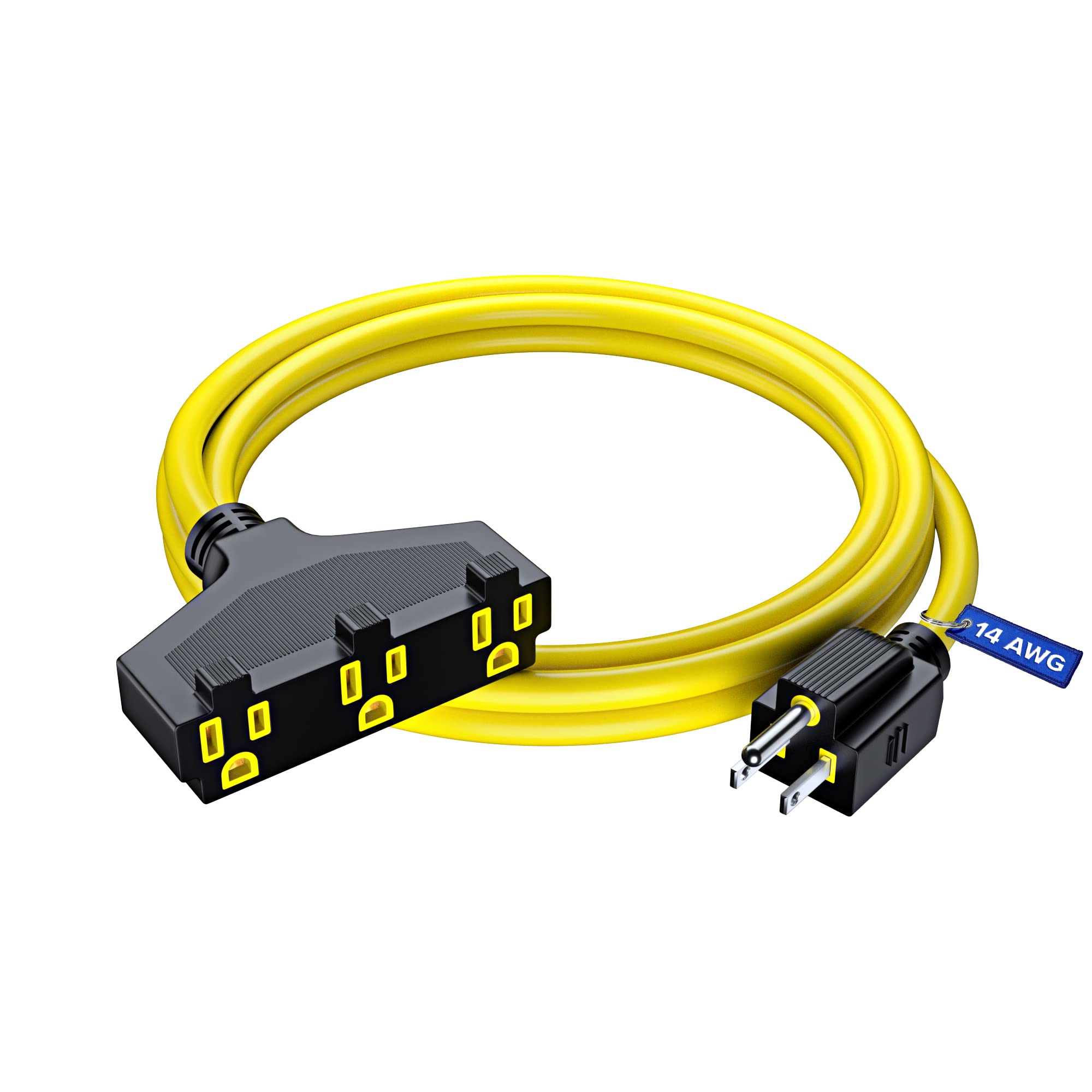 Extension Cord 6 Feet, Sjtw Extension Cord With Multiple Outlets, 14 Gauge (Yellow) Etl Listed