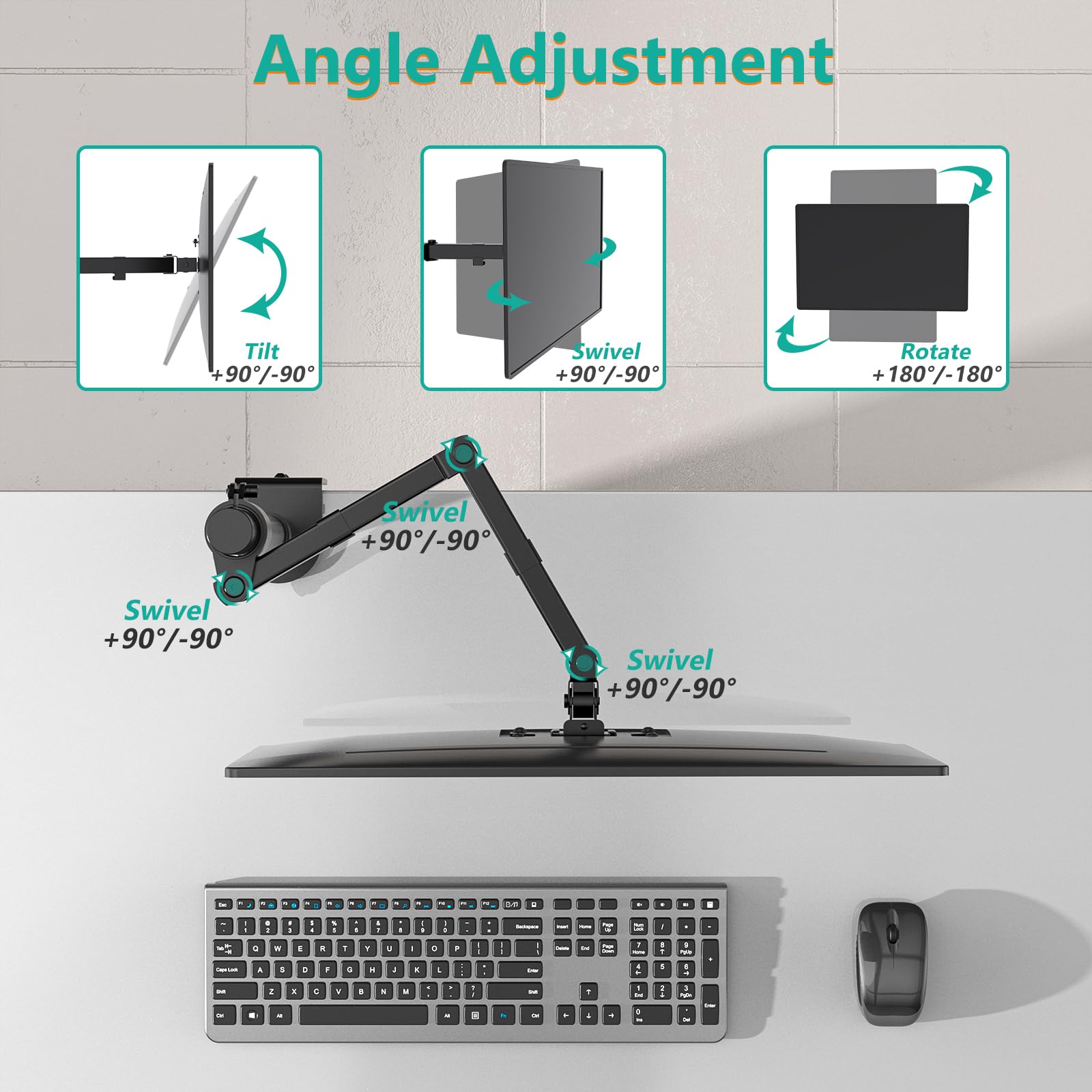 WALI Single Monitor Mount, Single Monitor Arm Desk Mount,Desk Monitor Stand, Holds Screen Up to 32inch, 22lbs, Adjustable Mount with C CLAMP Designed for Home Office Application(M001), Black