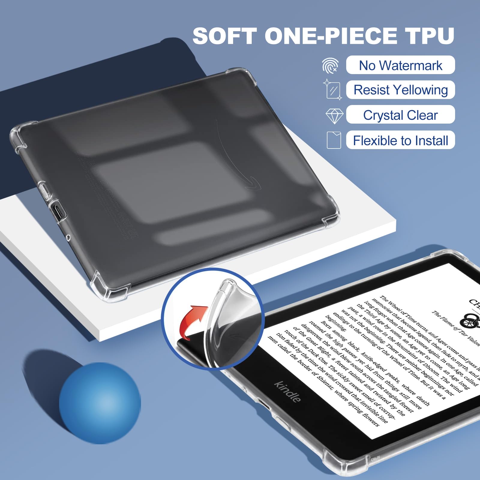 Jvkzaen Clear Case For 6'' Kindle 11Th Generation 2022 (Not Fit Kindle Paperwhite/Oasis),Ultrathin Slim Soft Flexible Silicone T