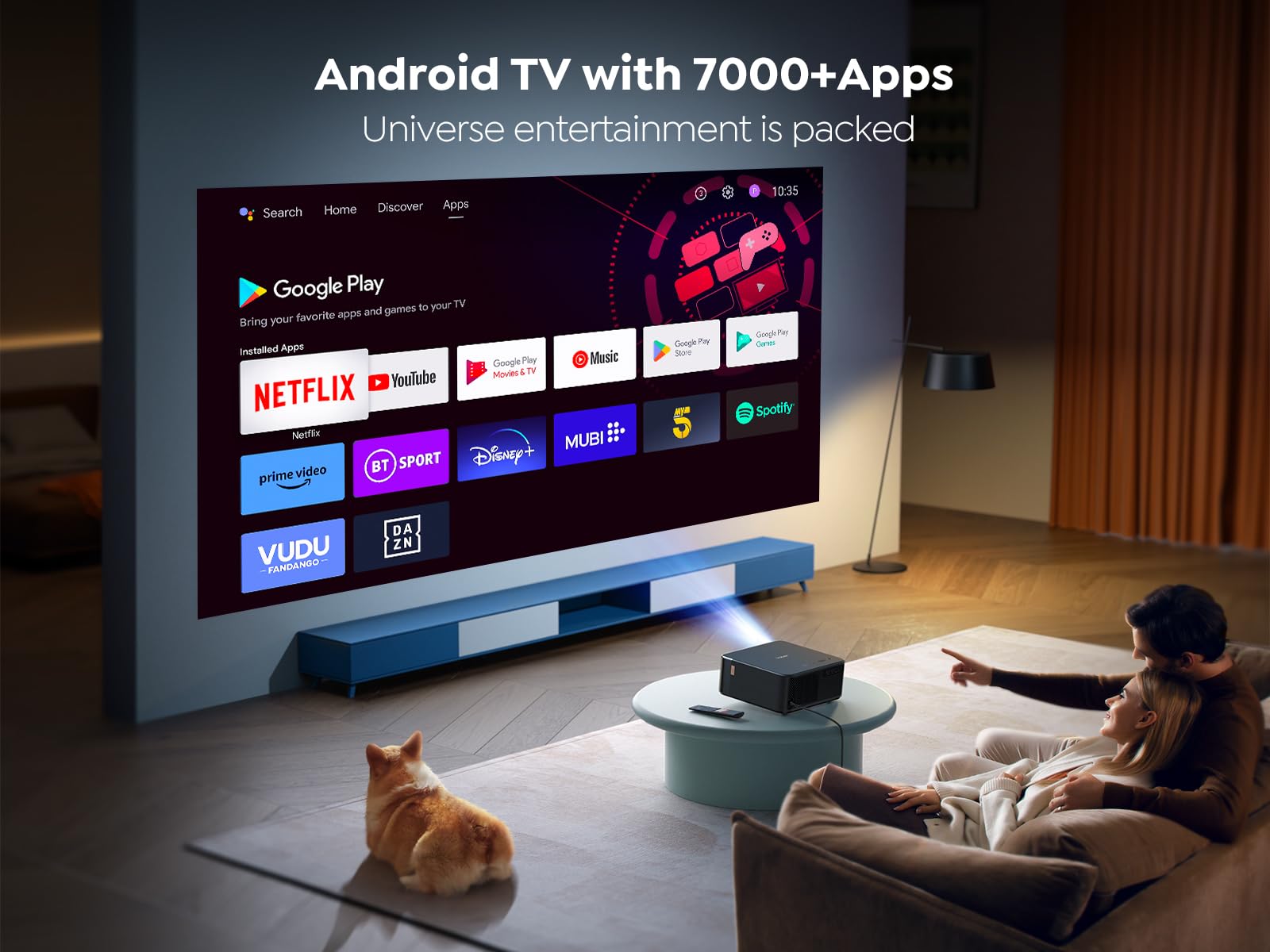 Projector 4K With Android Tv, Yaber K2S 800 Ansi Wifi 6 Bluetooth Projector, Sound By Jbl, Dolby Audio, Auto Focus & Keystone, N