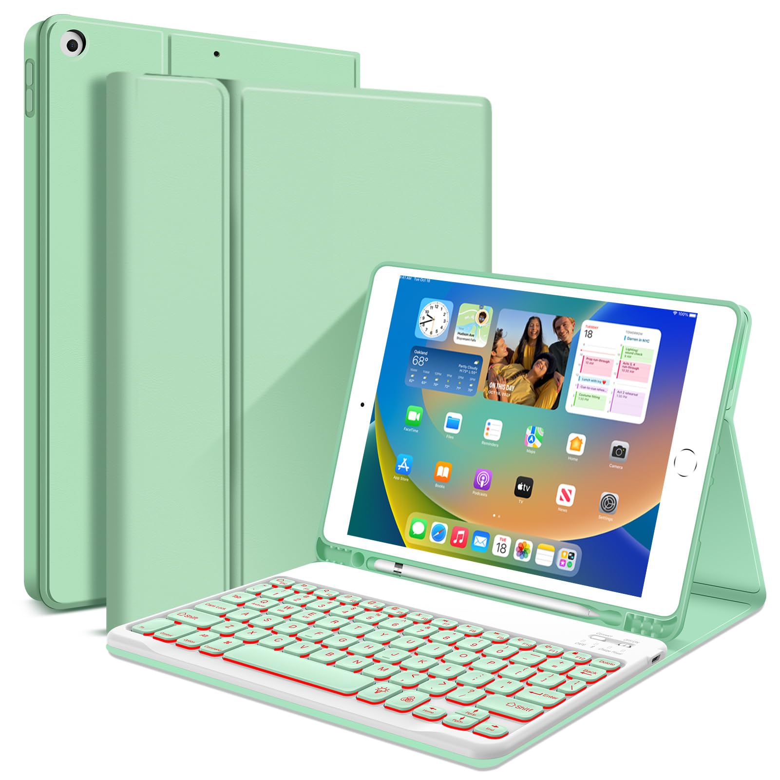 JUQITECH iPad 9th Generation Case with Keyboard 10.2, Backlit Wireless Bluetooth Magnetic Keyboard Case for iPad 9th 8th 7th Gen