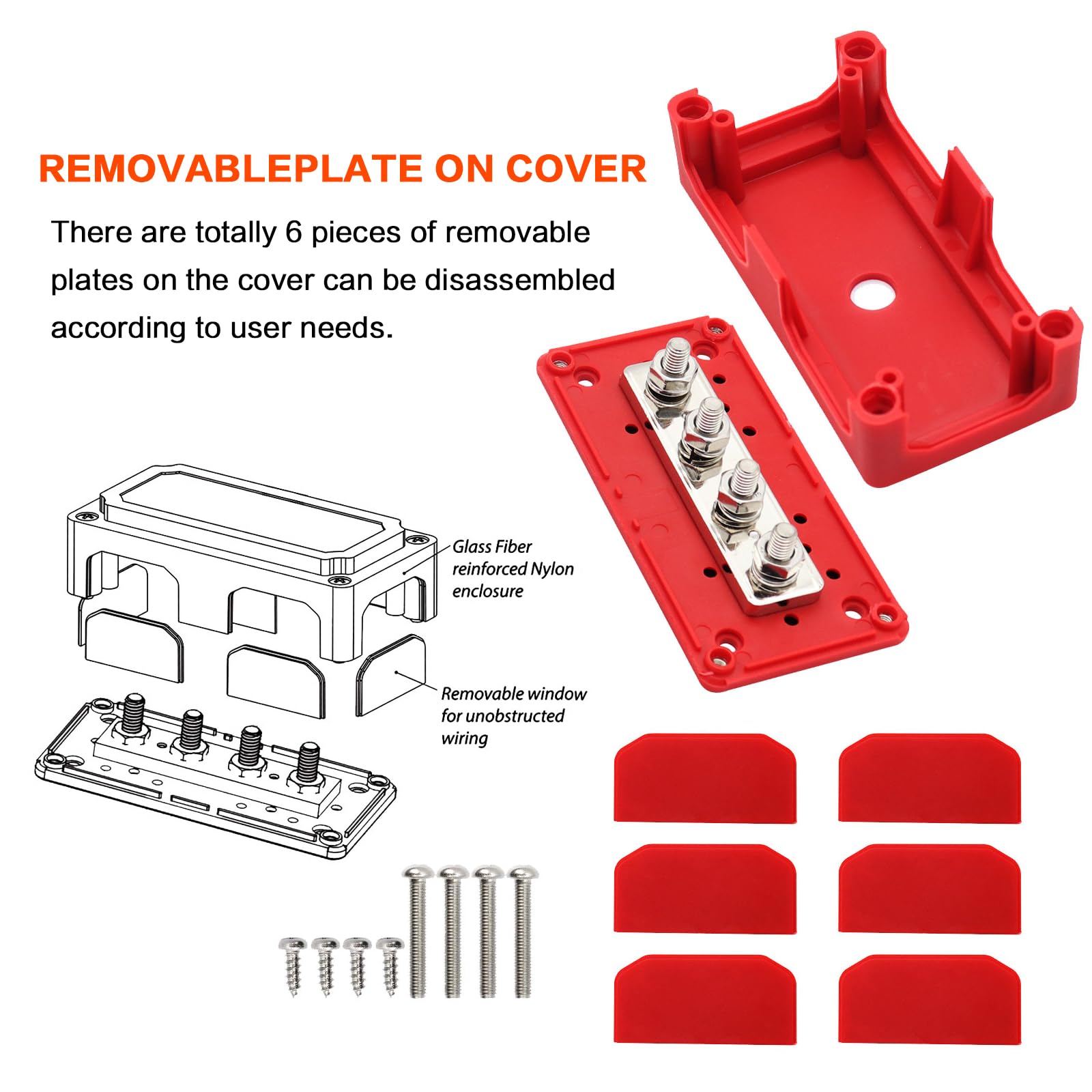 Amomd 2Pcs 300A Bus Bar Box Nickel Plated Brass Power Distribution Block With 4Xm8 (5/16 Inch) Positive Negative Ground Battery
