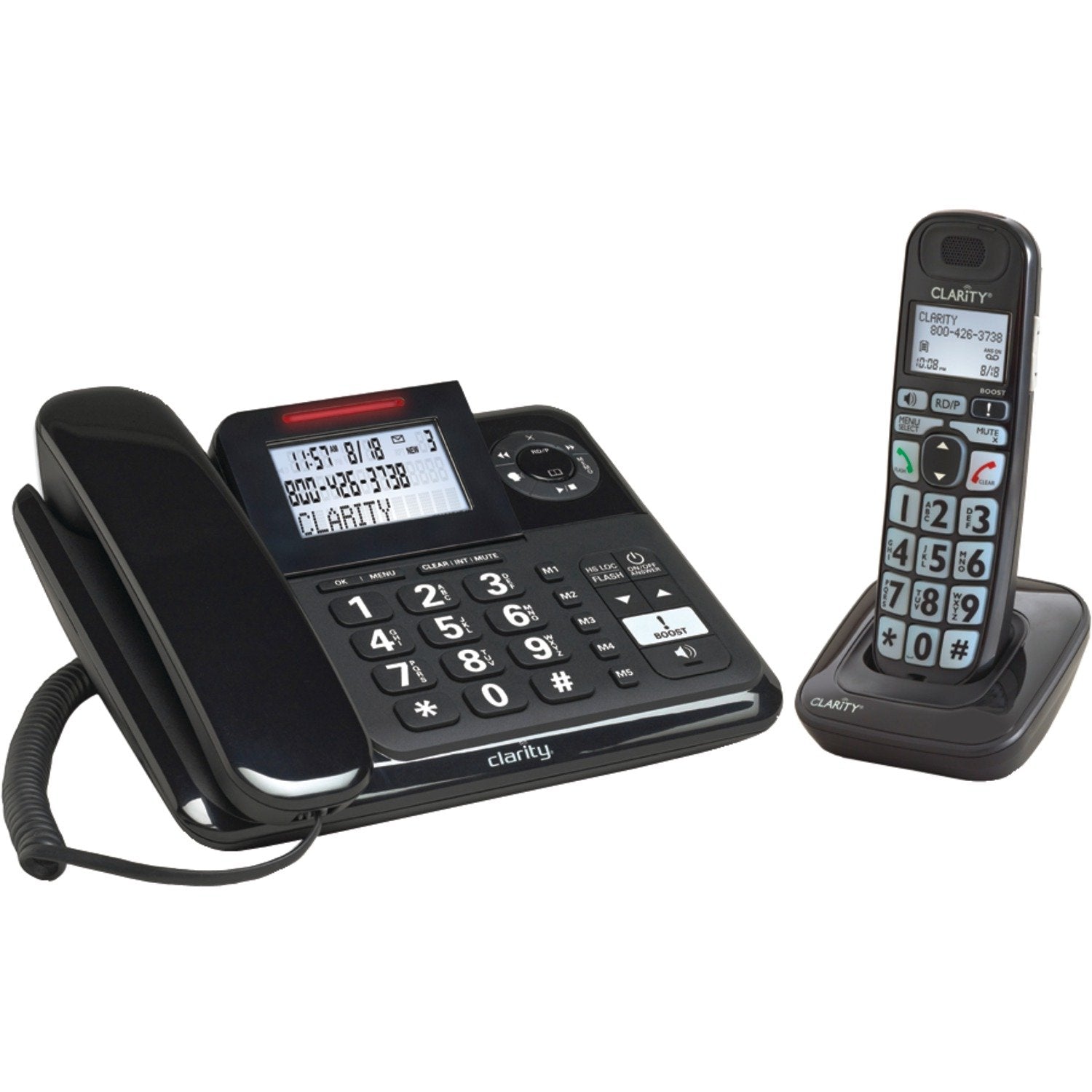 Clarity E814Cc Amplified Corded/Cordless Combo With Answering Machine  Bundles, Dual Sim And Dual Keypad