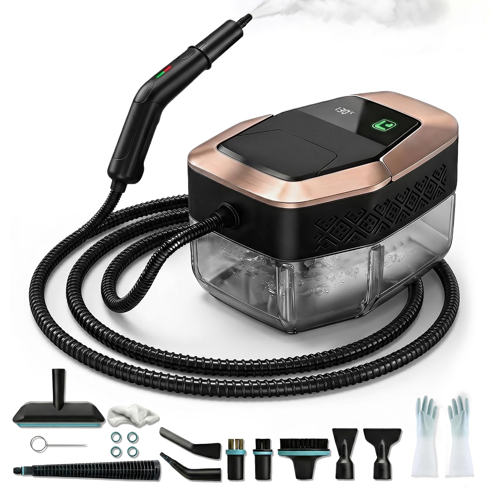 Steam Cleaner, 3Level Adjustable Pressurized Steam Cleaner for Home, 15s HeatUp Handheld Steamer for Cleaning, 1.9 Qt Tank Por