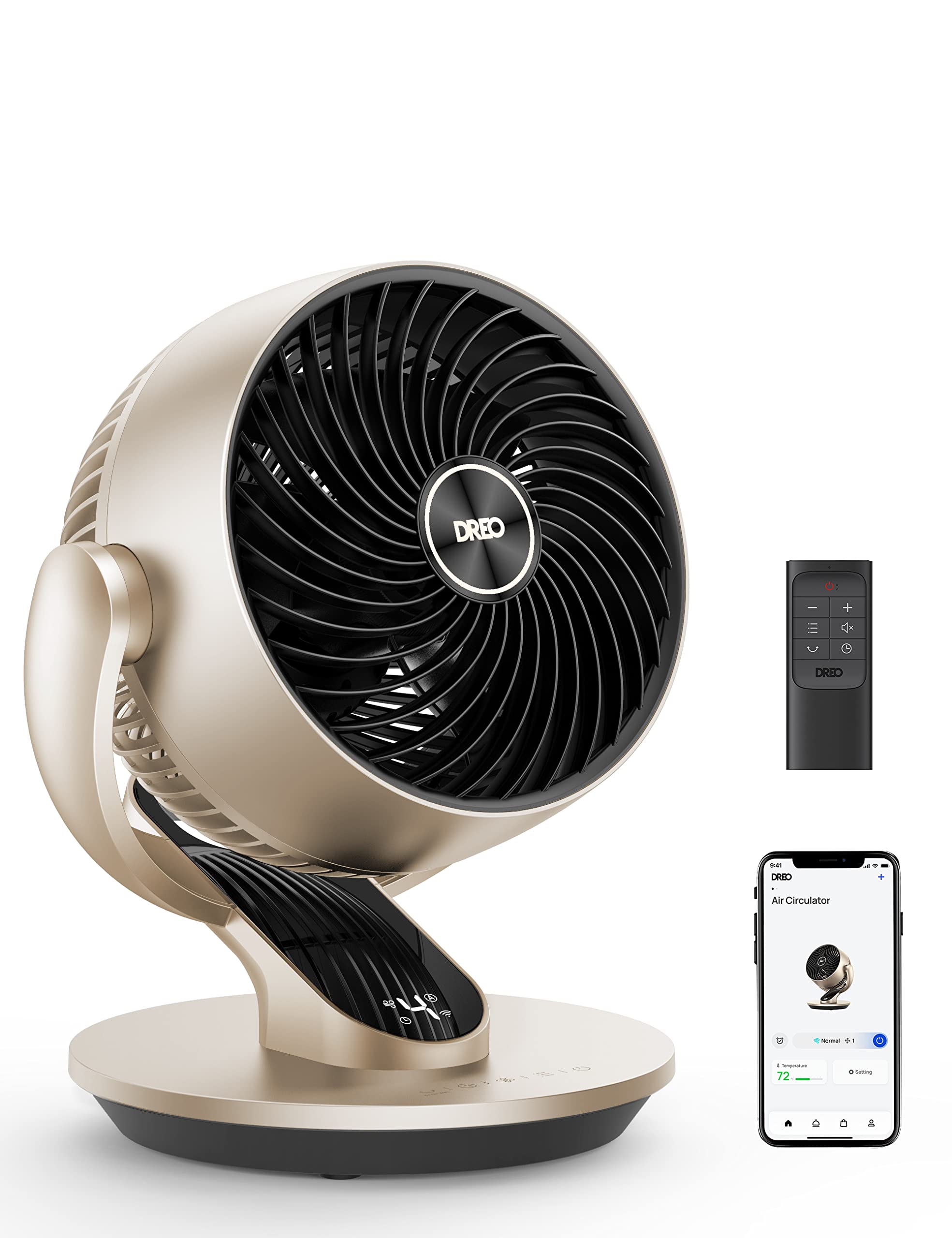 Dreo Smart Desk Fan For Bedroom, 13'' Powerful 70 Ft Whole Room Air Circulator Fan, 120+90 Oscillating Fans With Voice Control,