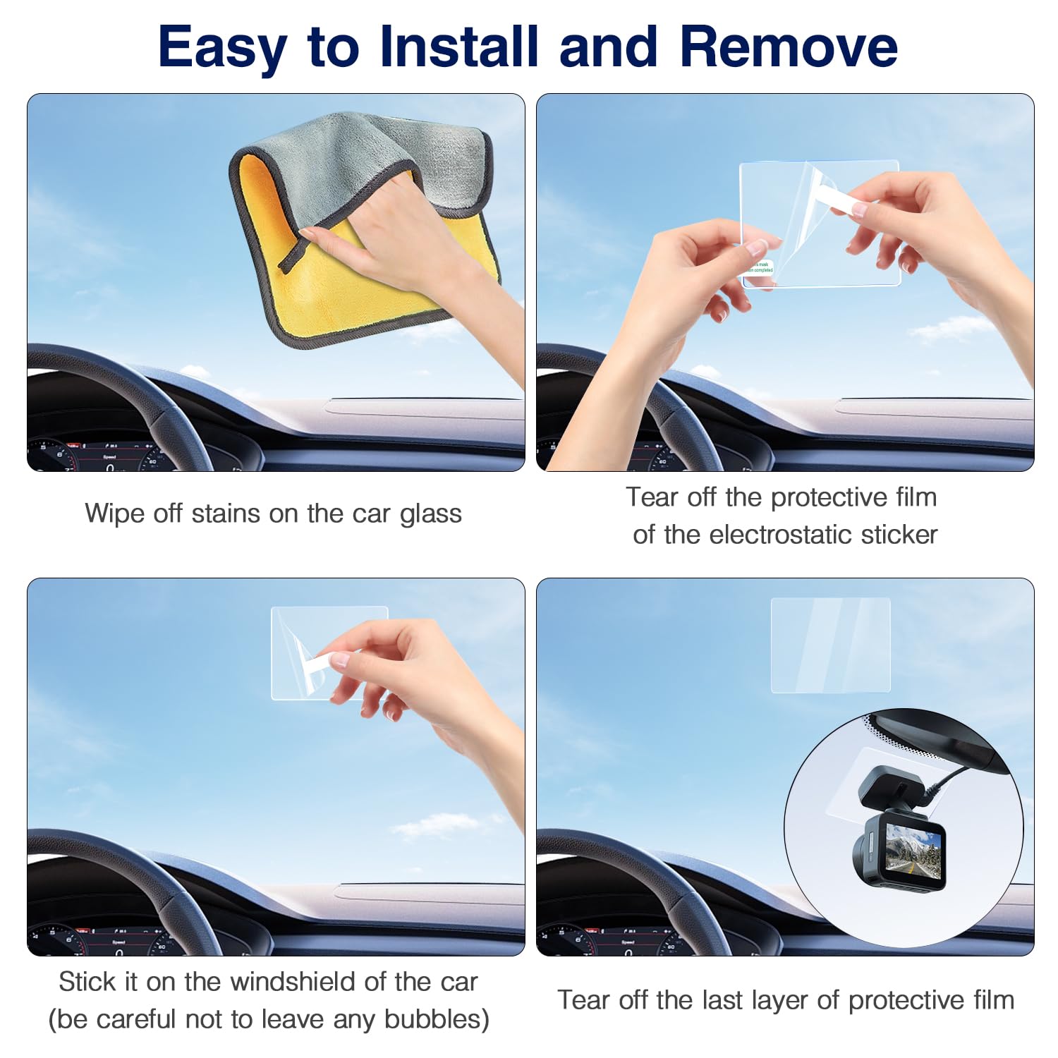 Car Windshield Electrostatic Film And Double Sided Sticker Adhesive Pad For Mounting Dash Cam, Camera, Windshield Sticker Applicator Car Decals Sticky Pad