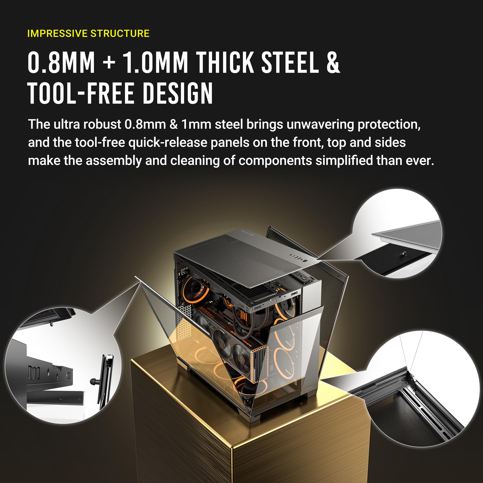 Antec C8 Full-Tower E-ATX PC Case - Tempered Glass, Dual-Chamber, RTX 40 Compatible, Tool-less Design, 360mm Radiator Support, High Airflow