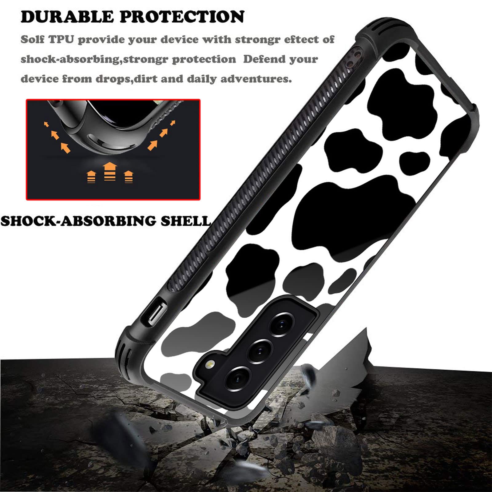 Goodsprout Compatible With Samsung Galaxy S21 Fe Case,Fantasy Cow Skin Amazing Pattern Design Shockproof Anti Scratch Hard Pc Ba