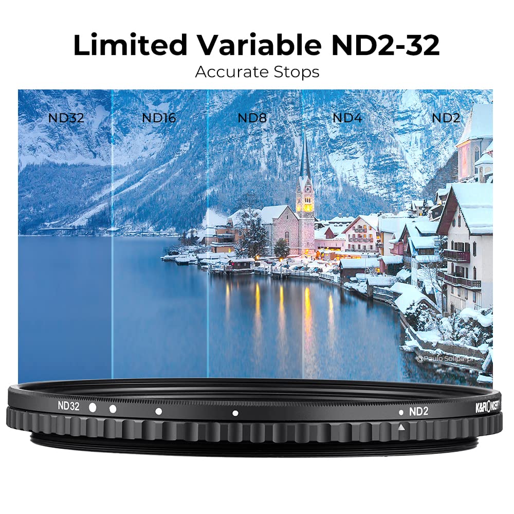 K&F Concept 77Mm Variable Nd Filter Nd2 Nd32 Camera Lens Filter (1 5 Stops) No X Cross Hd Neutral Density Filter With 28 Multi L