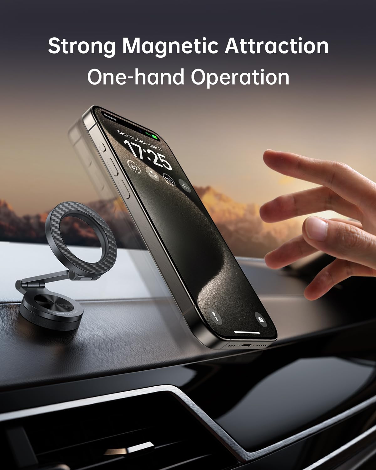 Syncwire For Magsafe Car Mount - [360 Rotation] Magnetic Phone Holder For Car, Adjustable Metal Arm, Car Magnet Phone Mount For