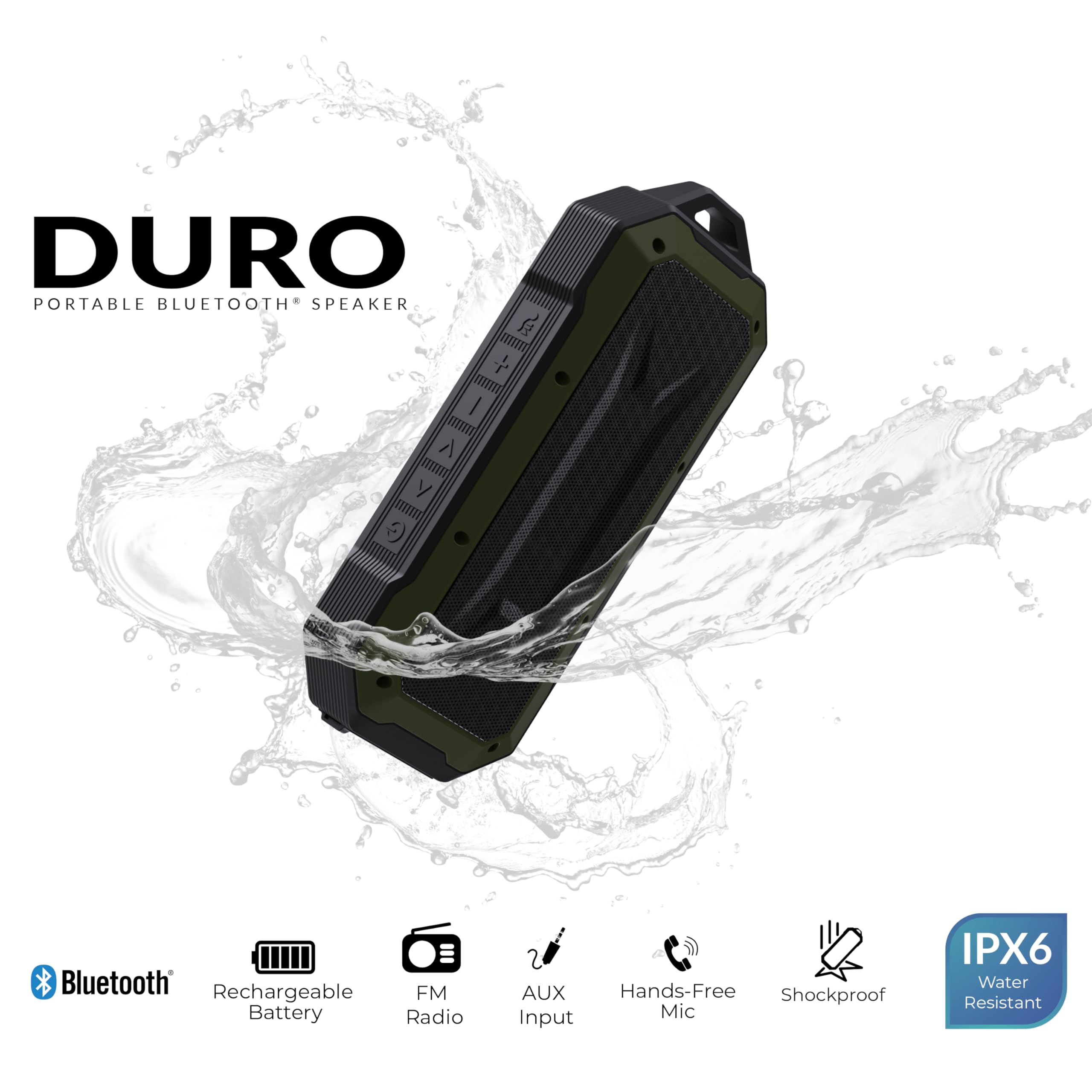 Supersonic Sc 1454Ipx Duro Portable Bluetooth Speaker Stream Music, Fm Radio, Hands Free Mic, 10M Range, 4Hr Battery, Shockproof