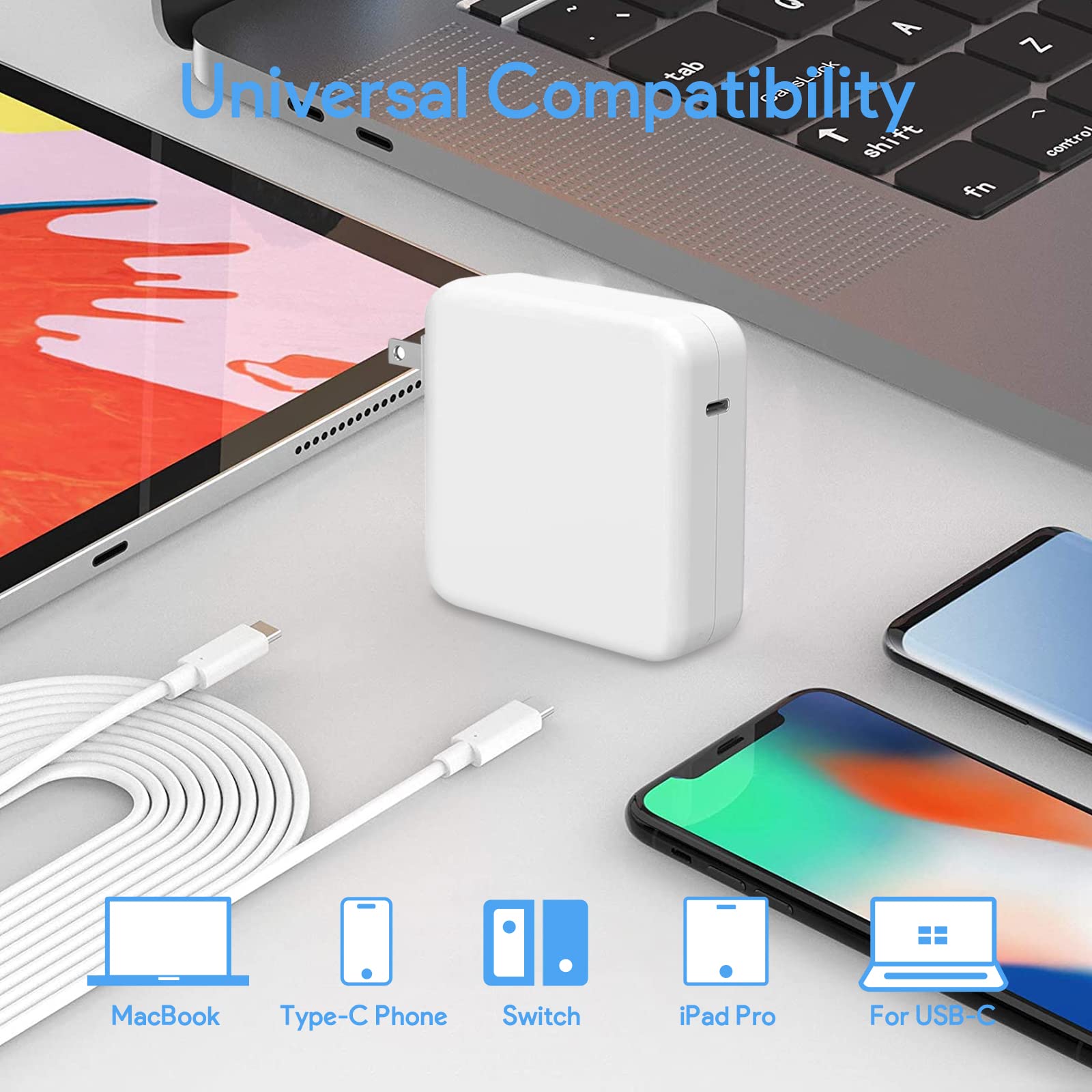 Mac Book Pro Charger   87W Usb C Power Adapter Compatible With 13/14/15 Inch After 2016, For Mac Book Air After 2018, Works 70W