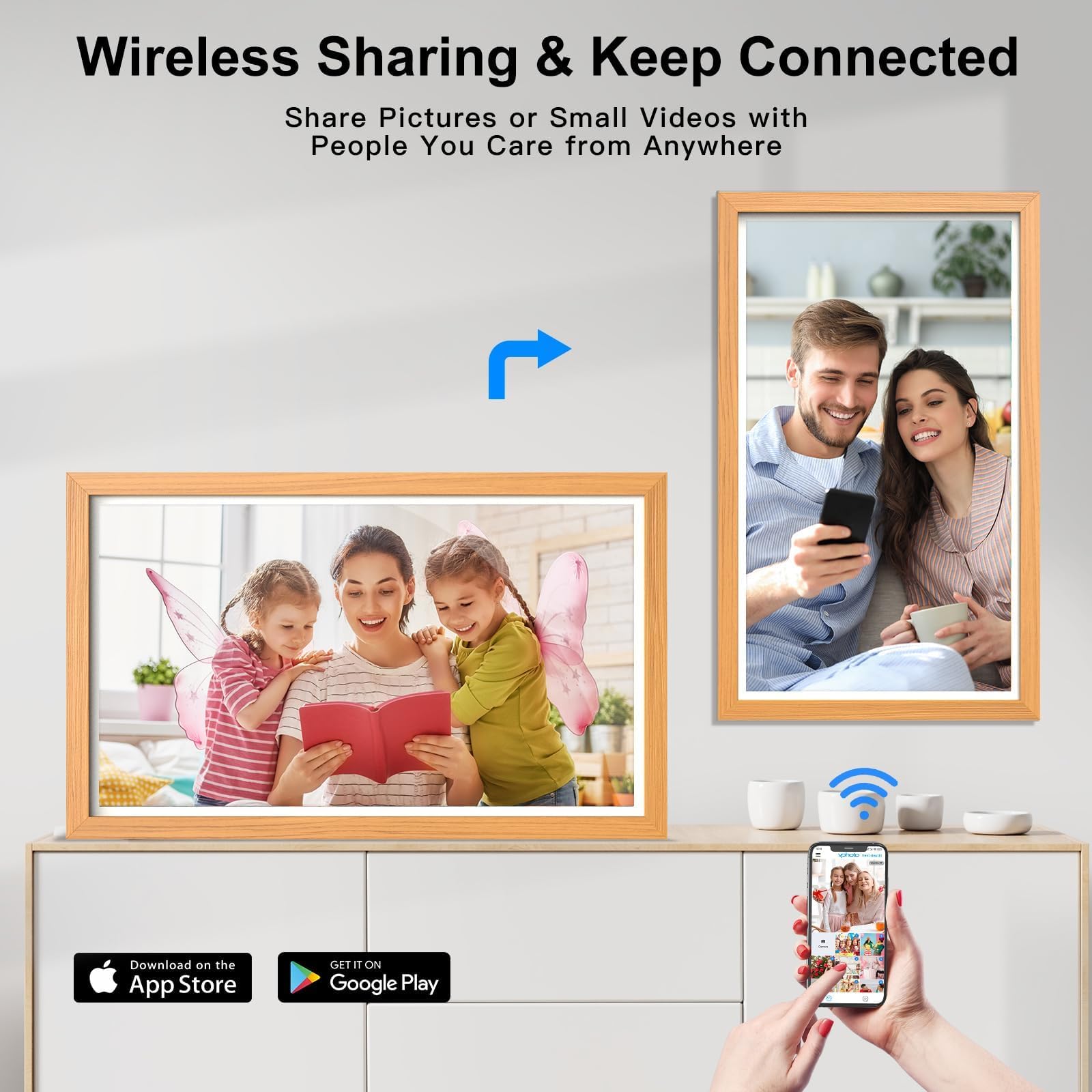 Fulla Digital Picture Frame 21.5 Inch Screen Wifi   Digital Photo Frame Display, Smartphone Syn Screen, 32Gb, Share Photo Video