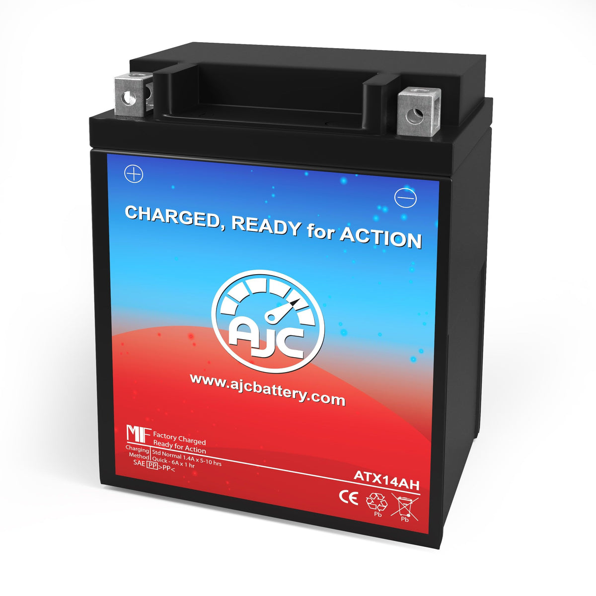 Ajc Battery Compatible With Yuasa Ytx14Ah-Bs Powersports Battery