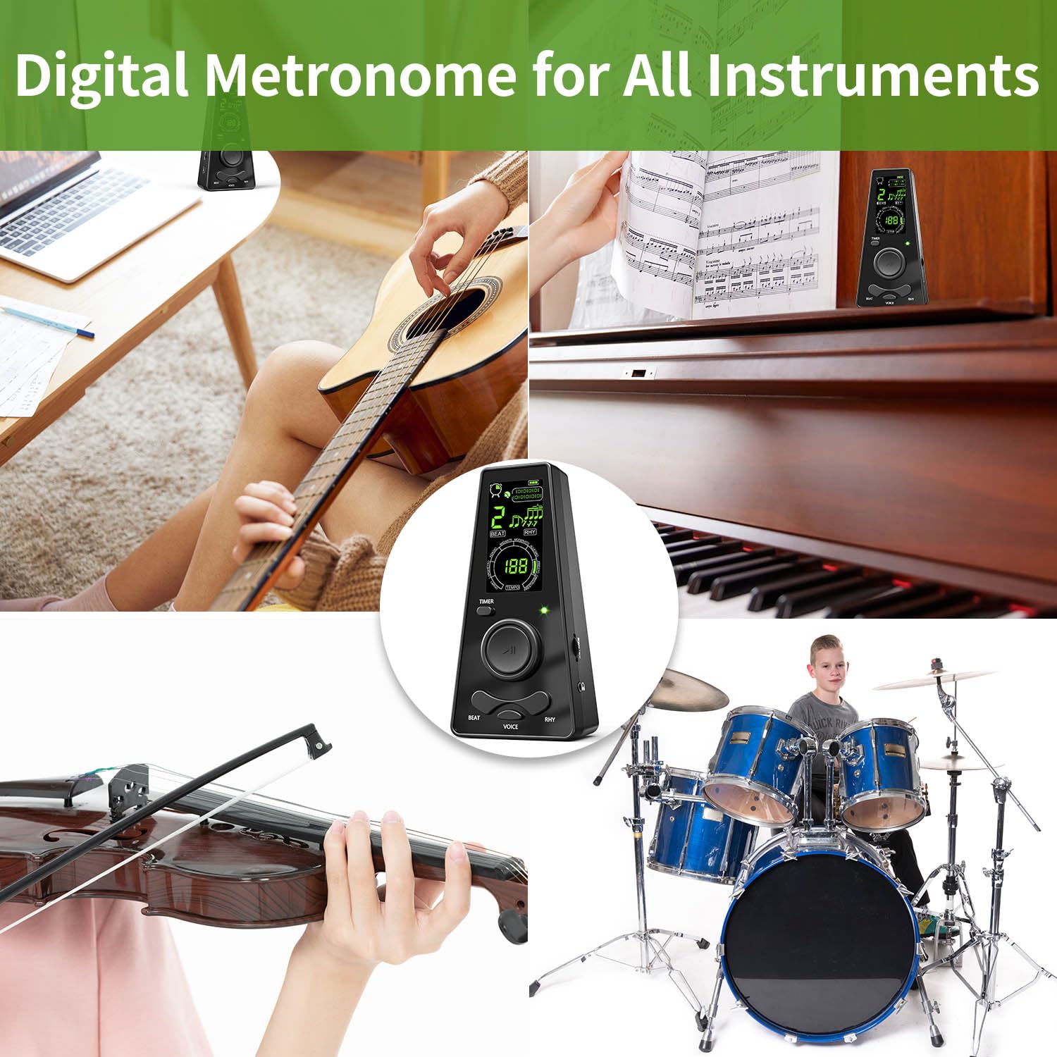 Electronic Digital Metronome For Musicians Piano Guitar Violin Instrument Volume & Beat Speed Adjustable Universal