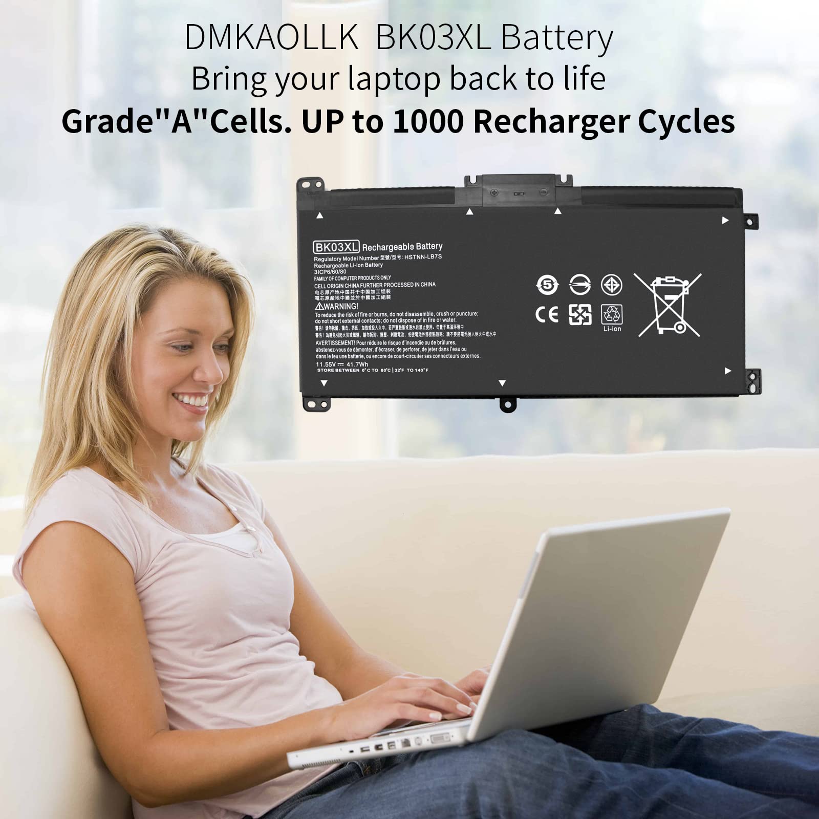 Bk03Xl 916811 855 Battery For Hp Pavilion X360 Convertible 14 Ba0Xx 14 Ba2Xx 14M Ba0Xx 14M Ba1Xx 14M Ba011Dx 14M Ba013Dx 14M Ba1
