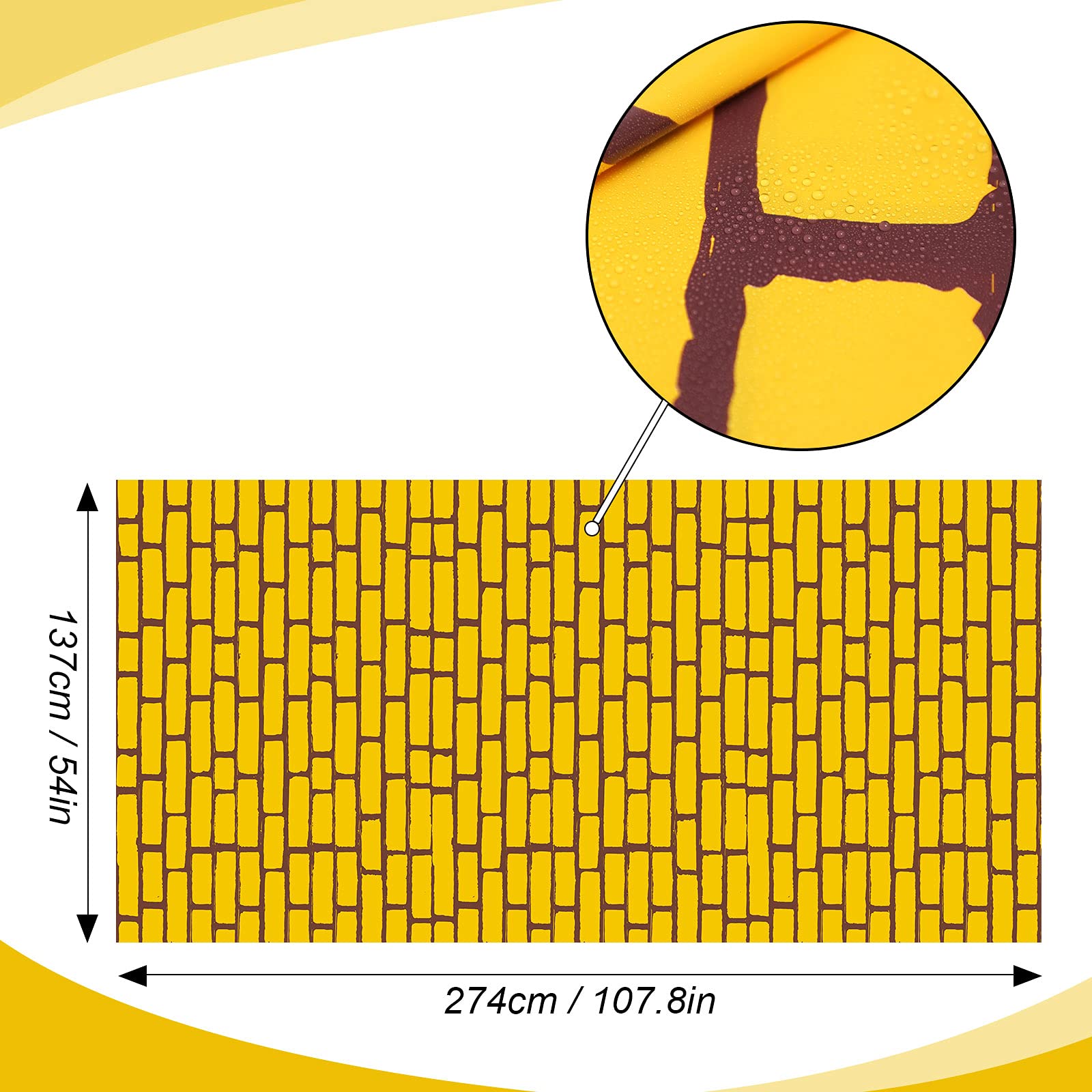 Chuangdi 1 Piece 4.5 X 9 Feet Halloween Yellow Brick Costume Wizard Backdrop Princess Decorations Decal Photo Wall Backdrop Bric