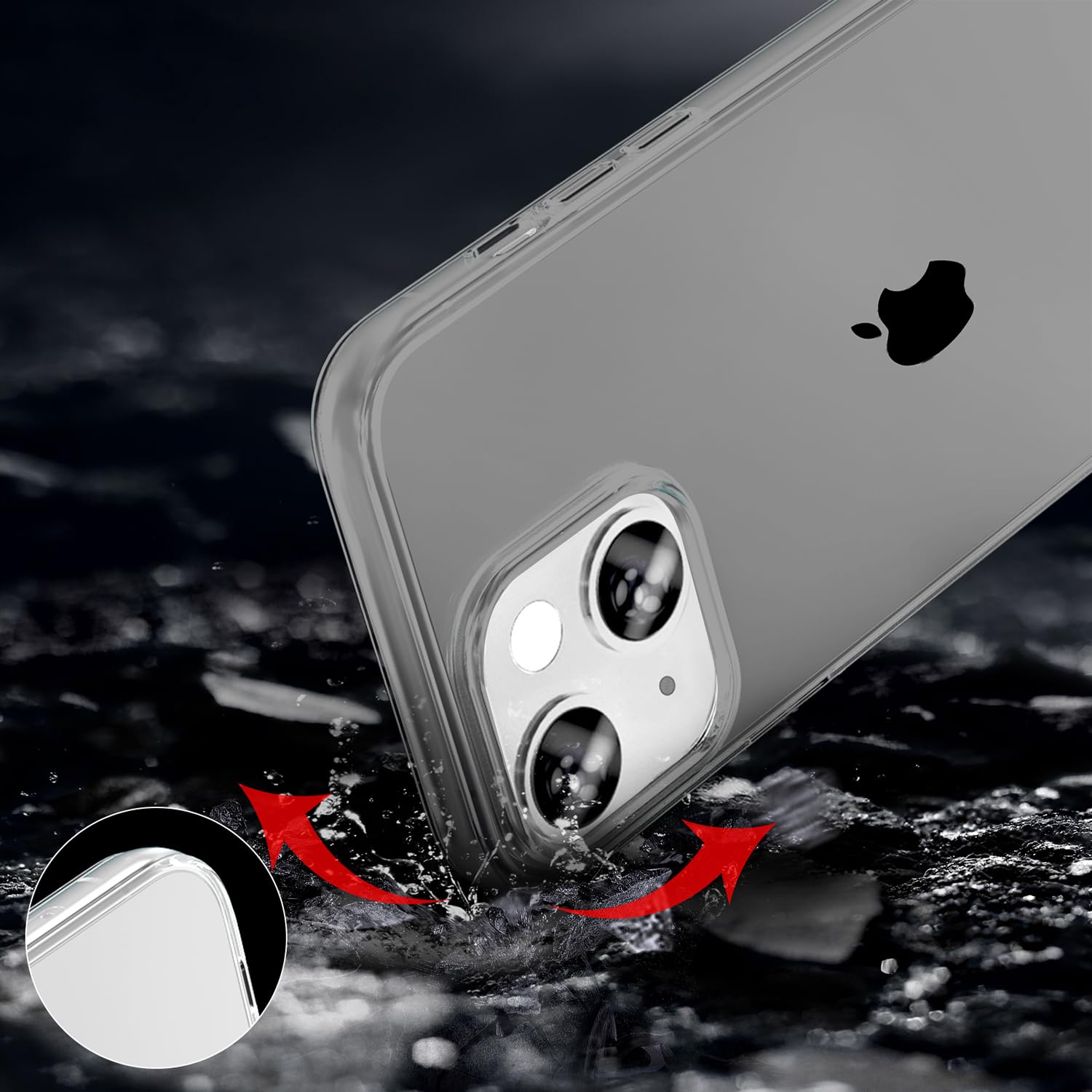 Tenoc Phone Case Compatible With Iphone 14 Plus, Gray Case Clear Shockproof Protective Bumper Slim Cover For 6.7 Inch