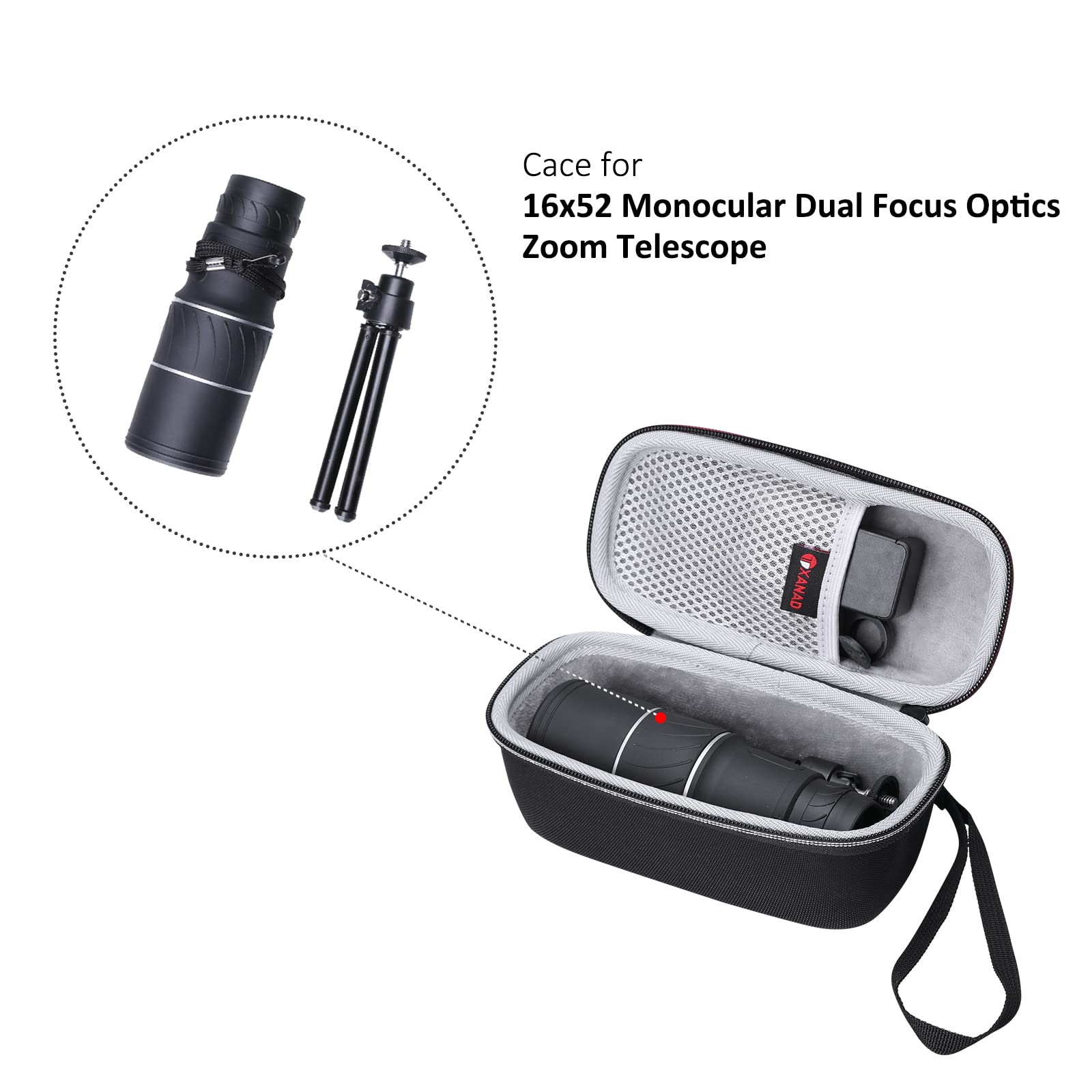 Xanad Monocular Case Eva Hard Case For Monocular Telescope Within Size 7.9 X 3.7 X 3.8 Inches   Travel Protective Carrying Stora
