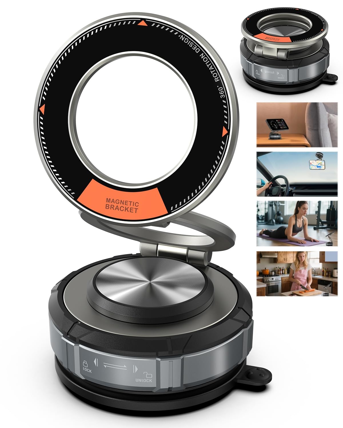 Giieegii 360 Adjustable Vacuum Suction Bracket For Magsafe Car Mount,Vacuum Magnetic Phone Holder,Cell Phone Holders For Your Ca