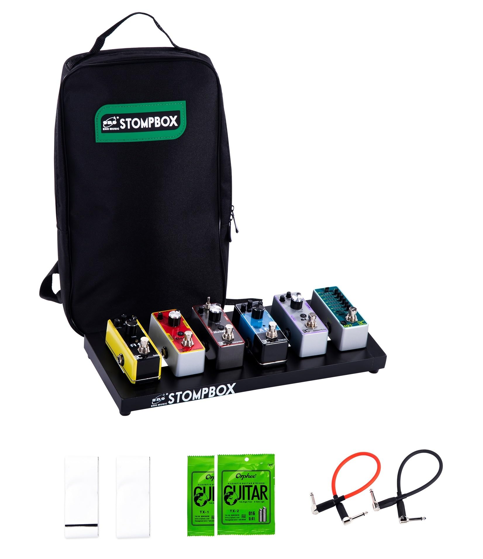 Eno Music Stompbox Portable Aluminum Alloy Guitar Effects Mini Pedal Board And Case Kit With Mounting Tape And Cable Ties/Pedals