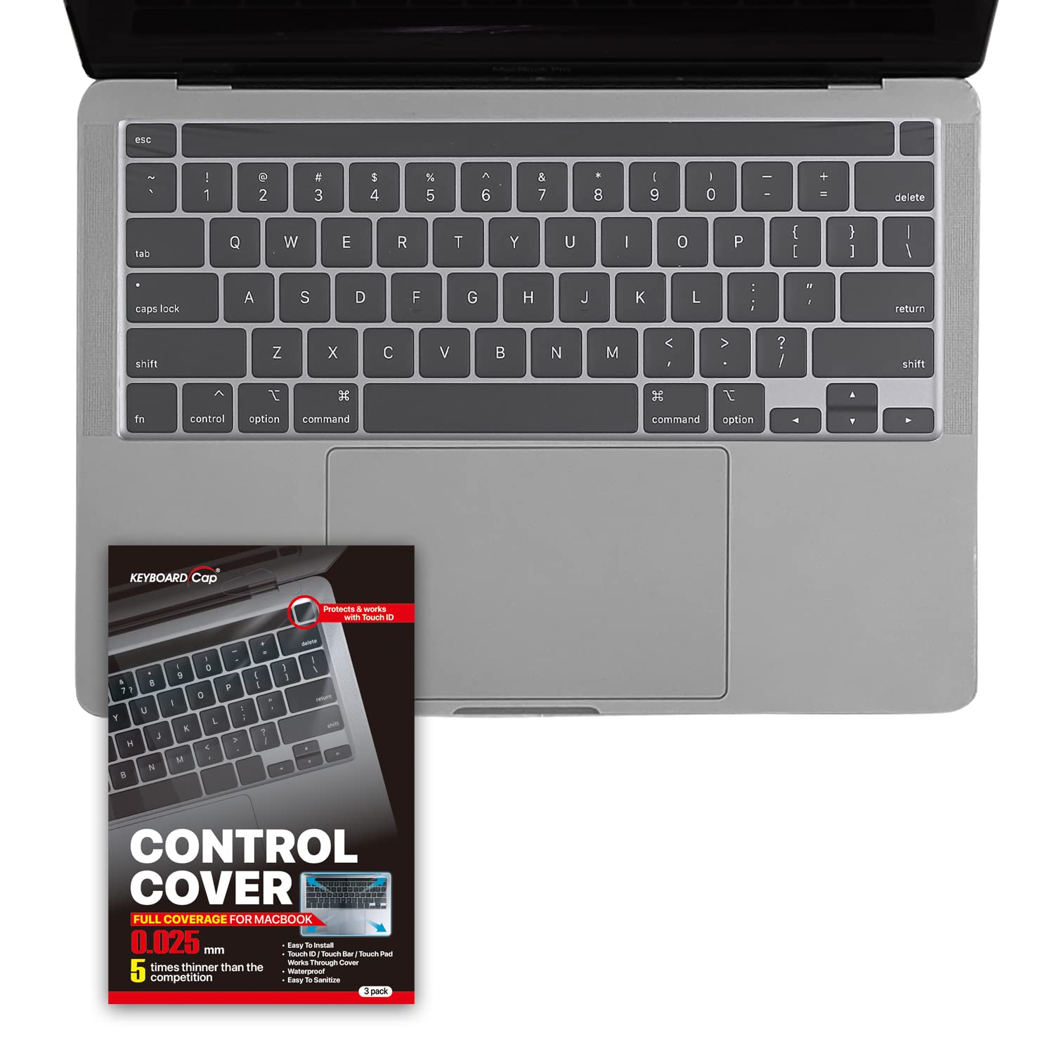 Fully Covered Keyboard Cap Keyboard Cover For Apple Macbook Pro 13'' 2016 2017 2018 2019 2020 2021 2022 2023 [3 Pack]   5X Thinn