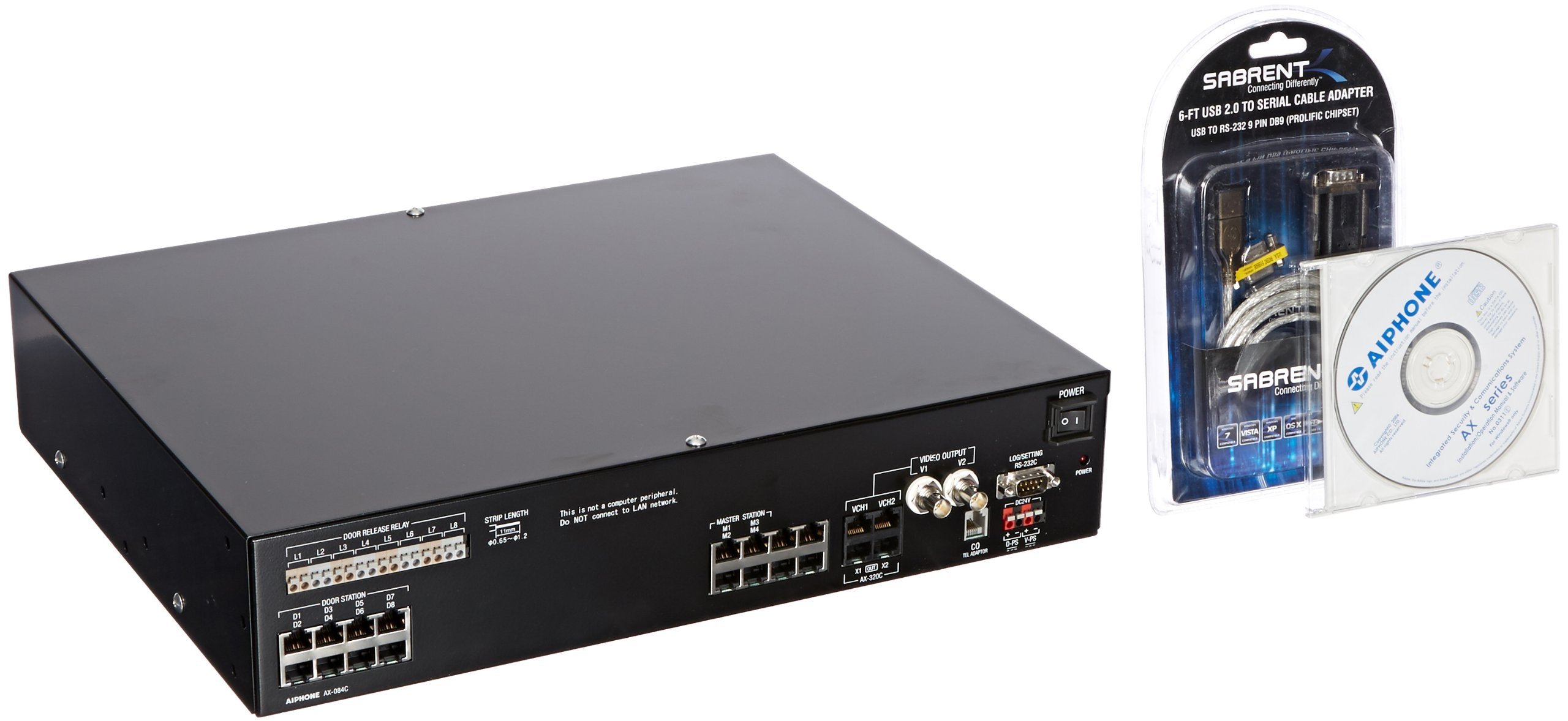 Aiphone AX-084C Central Exchange Unit for Up to 4 Master and 8 Door Stations, AX Series Integrated Audio & Video Security System